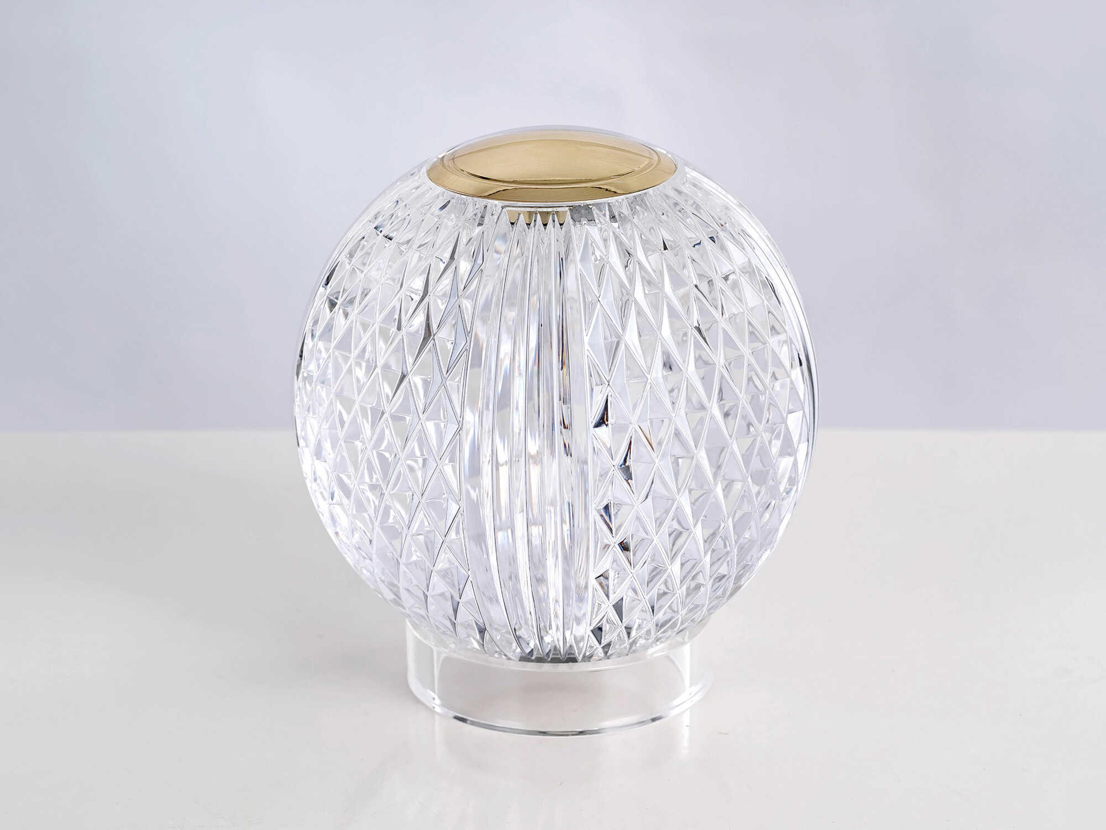 Alora Lighting Marni Natural Brass Clear Carved Acrylic Table Lamp