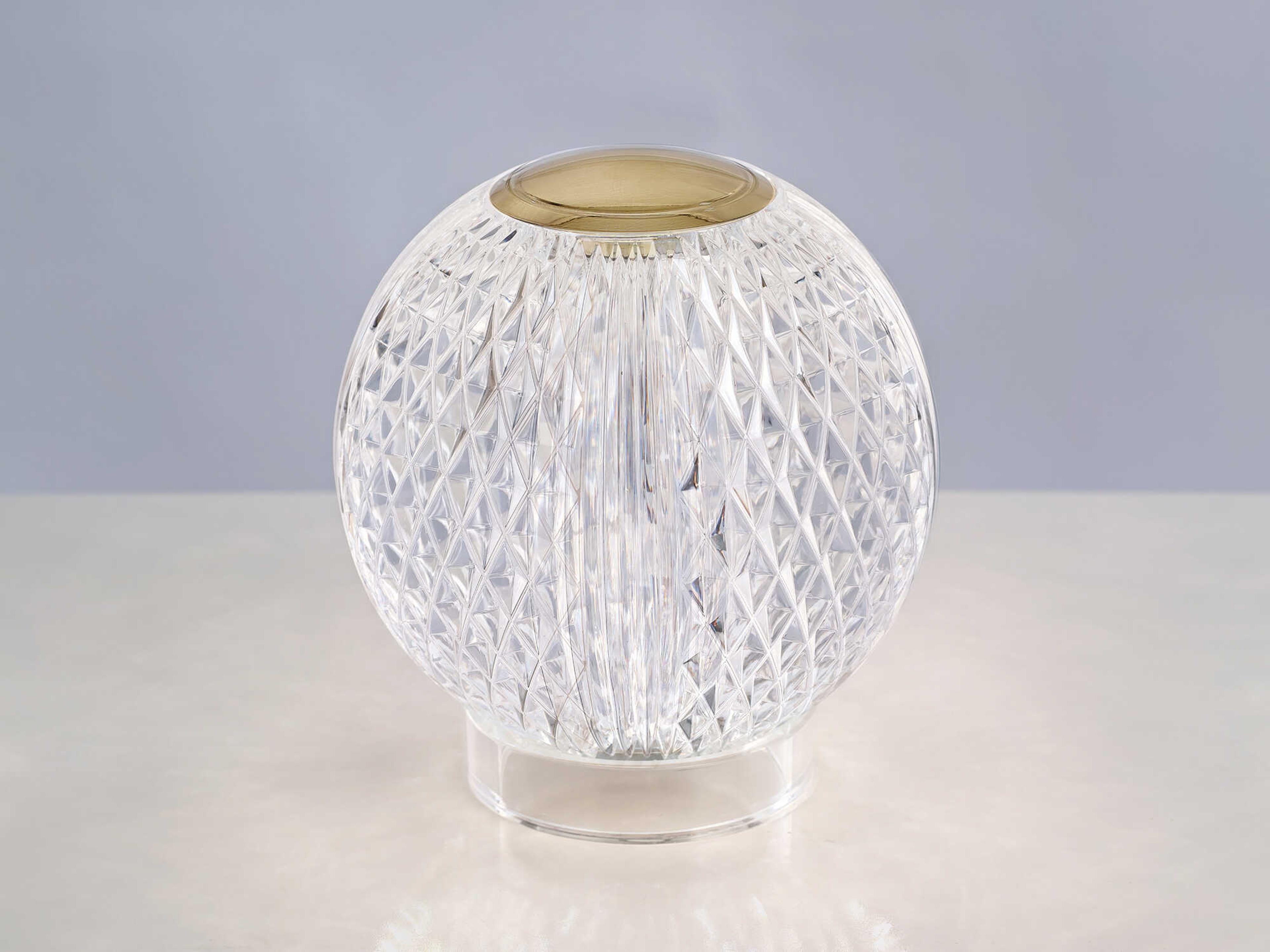 Alora Lighting Marni Natural Brass Clear Carved Acrylic Table Lamp