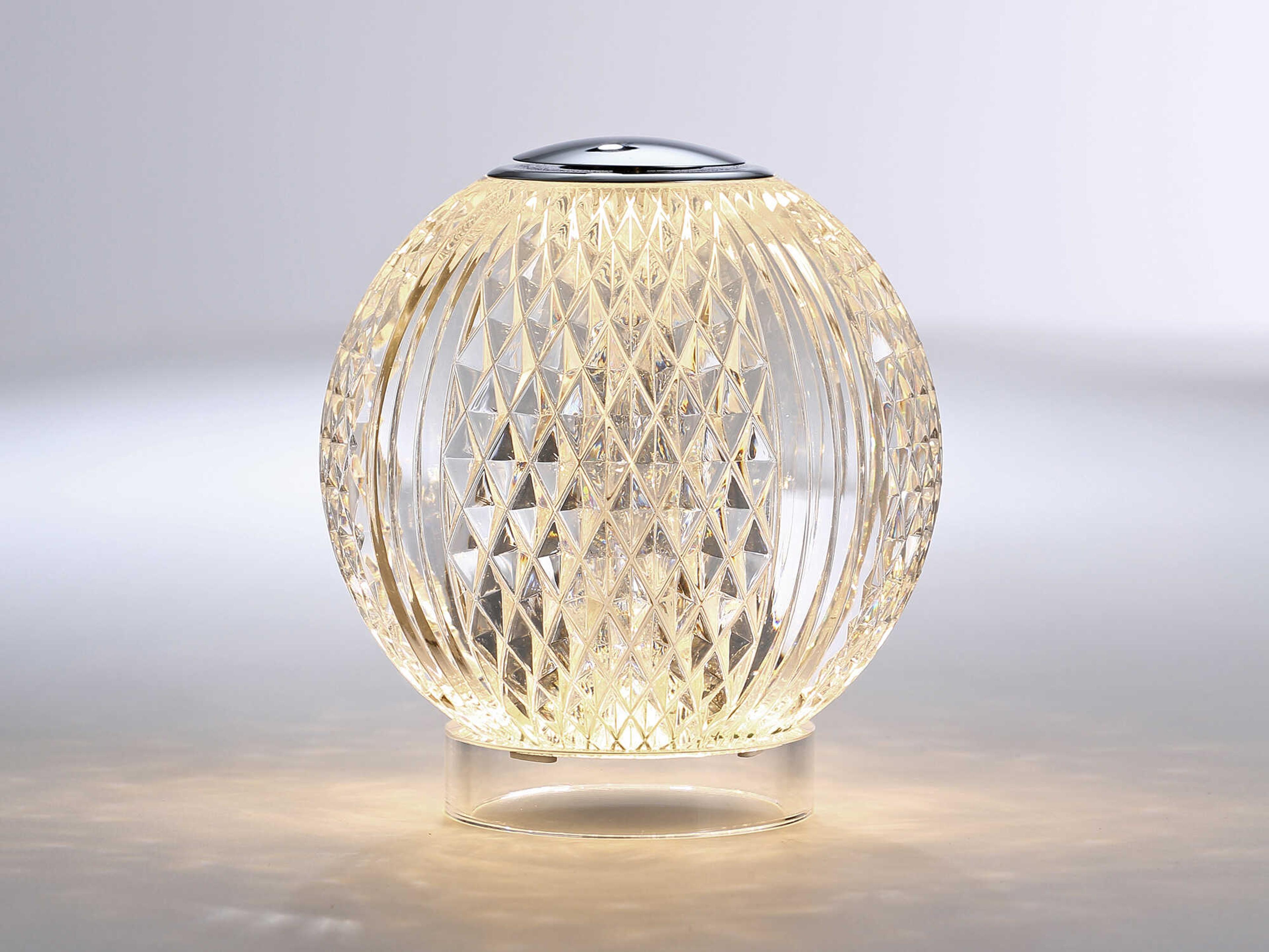 Alora Lighting Marni Polished Nickel Clear Carved Acrylic Table Lamp