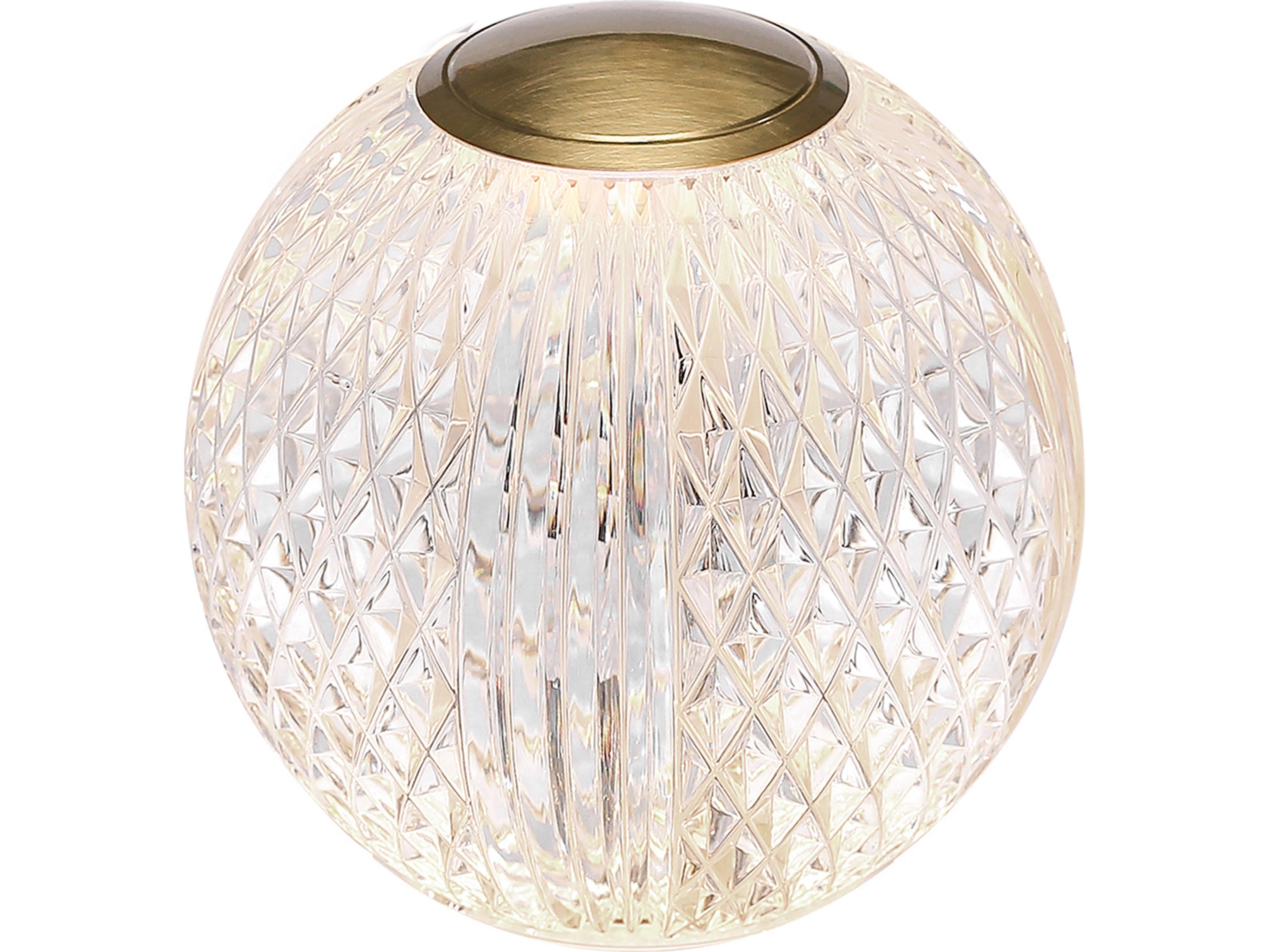 Alora Lighting Marni Natural Brass Clear Carved Acrylic Table Lamp