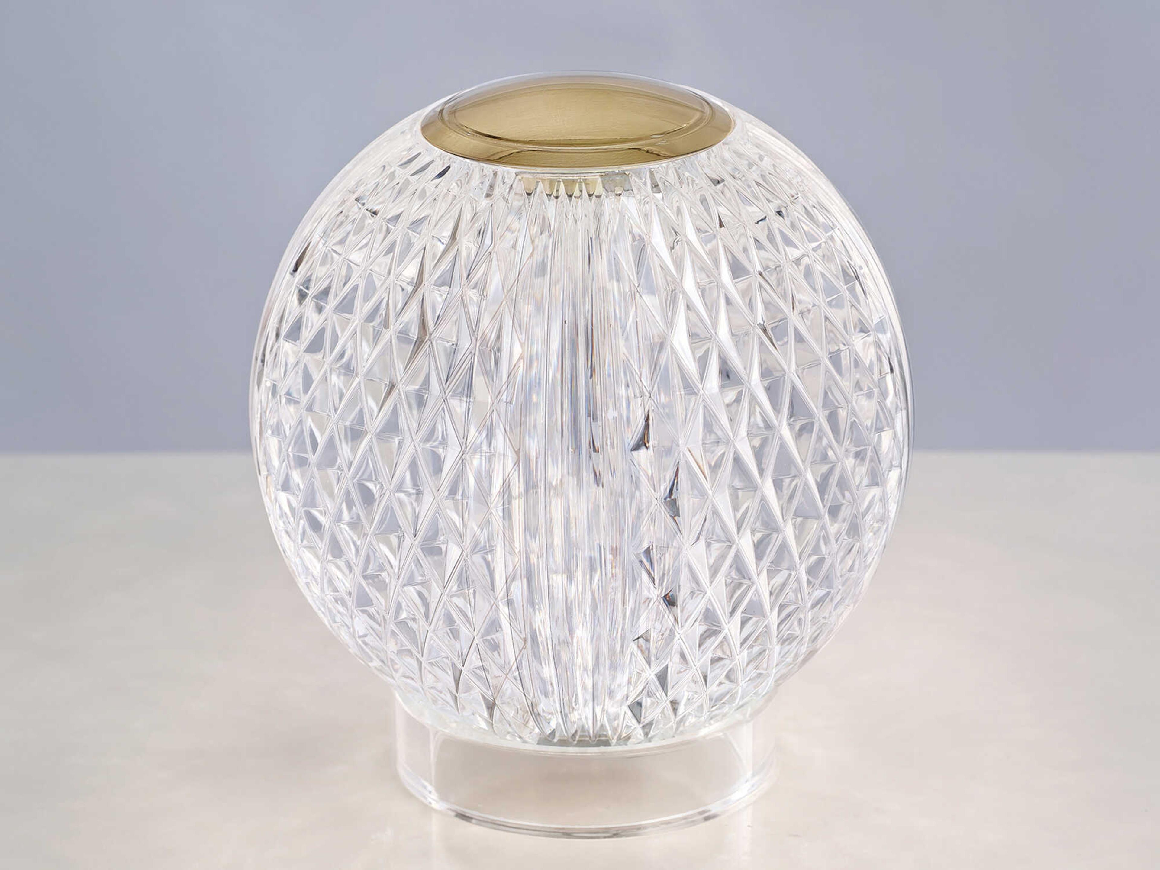 Alora Lighting Marni Natural Brass Clear Carved Acrylic Table Lamp