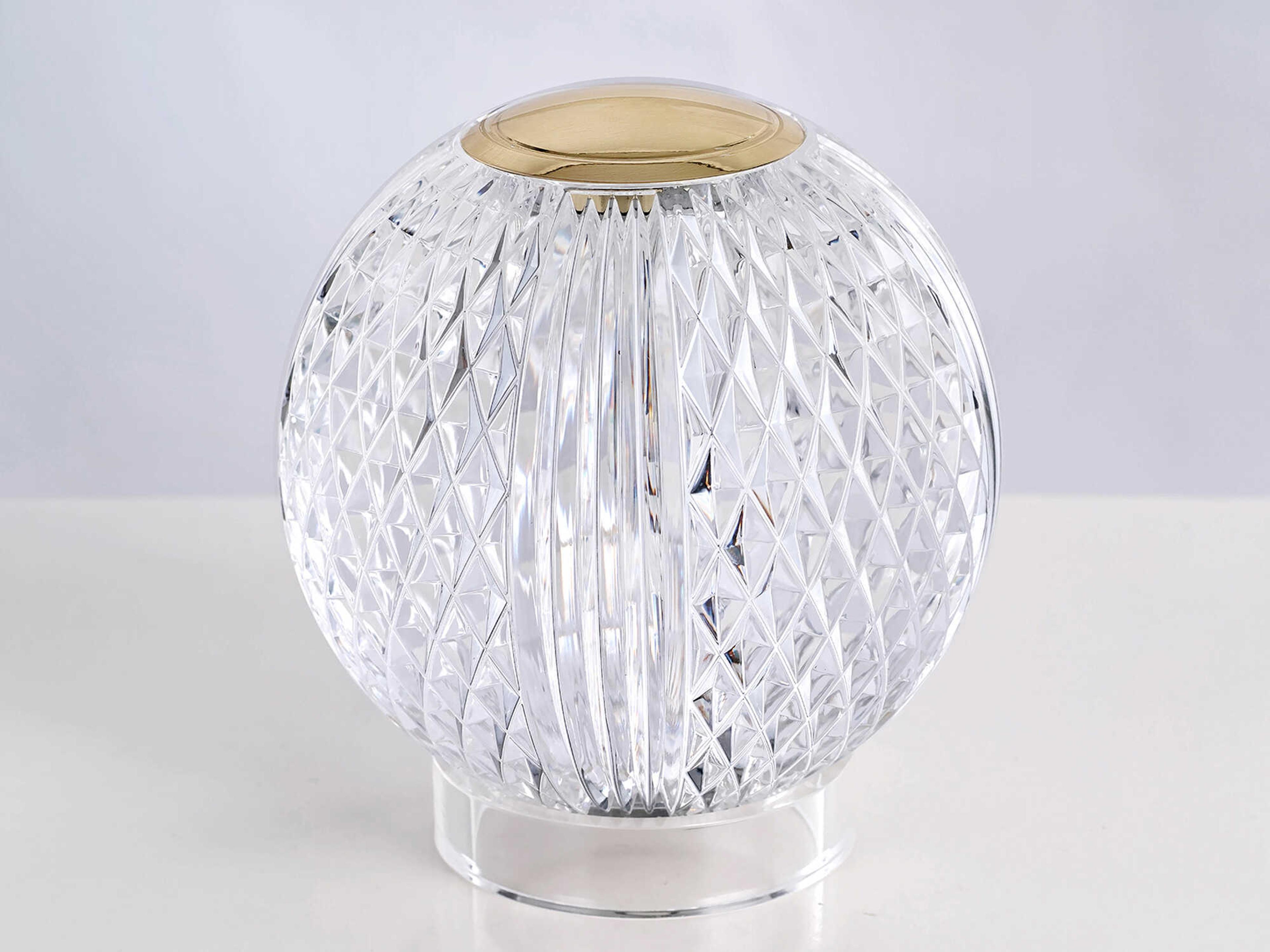 Alora Lighting Marni Natural Brass Clear Carved Acrylic Table Lamp
