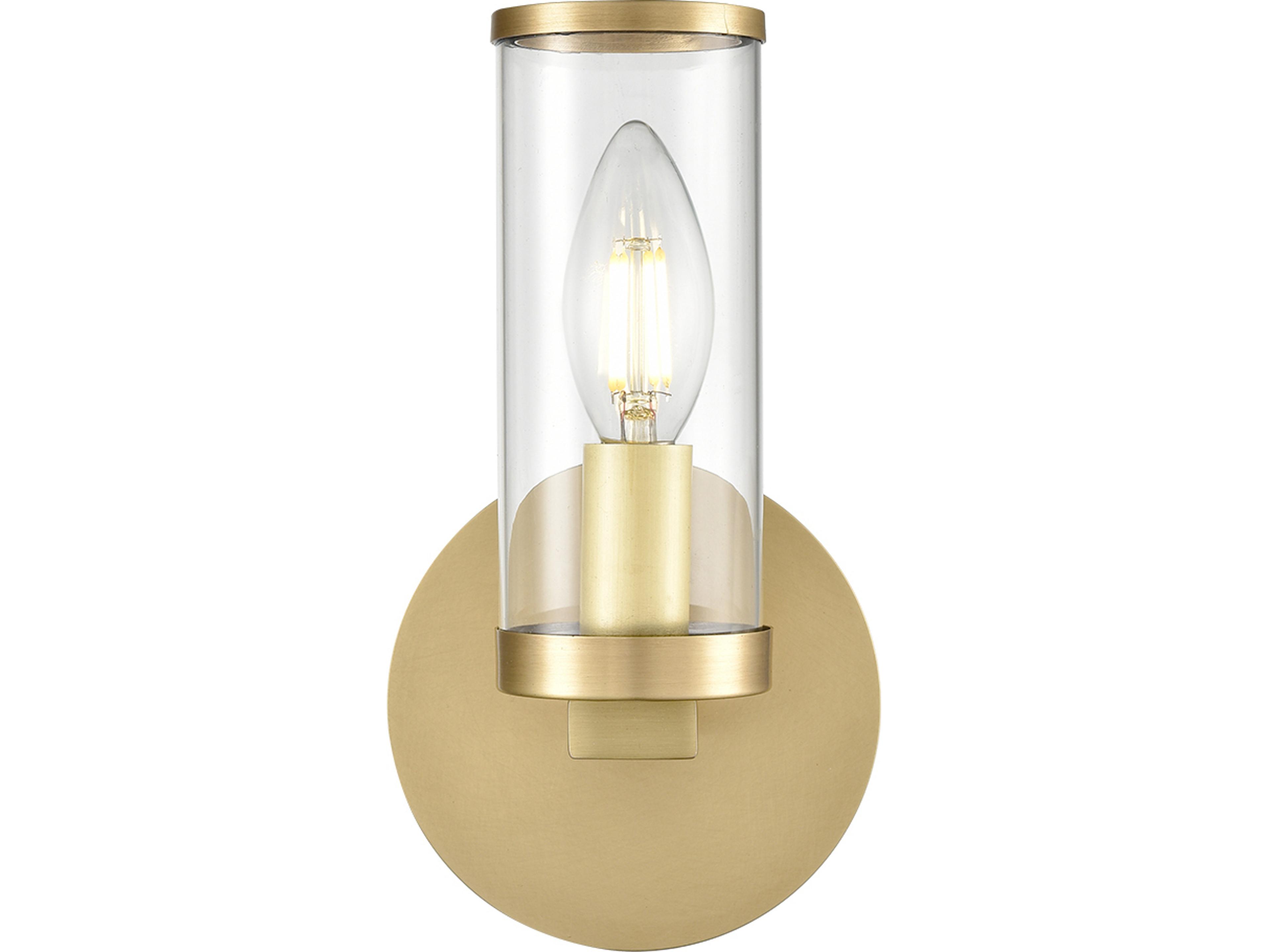 Revolve Wall Sconce in Natural Brass with Clear Glass