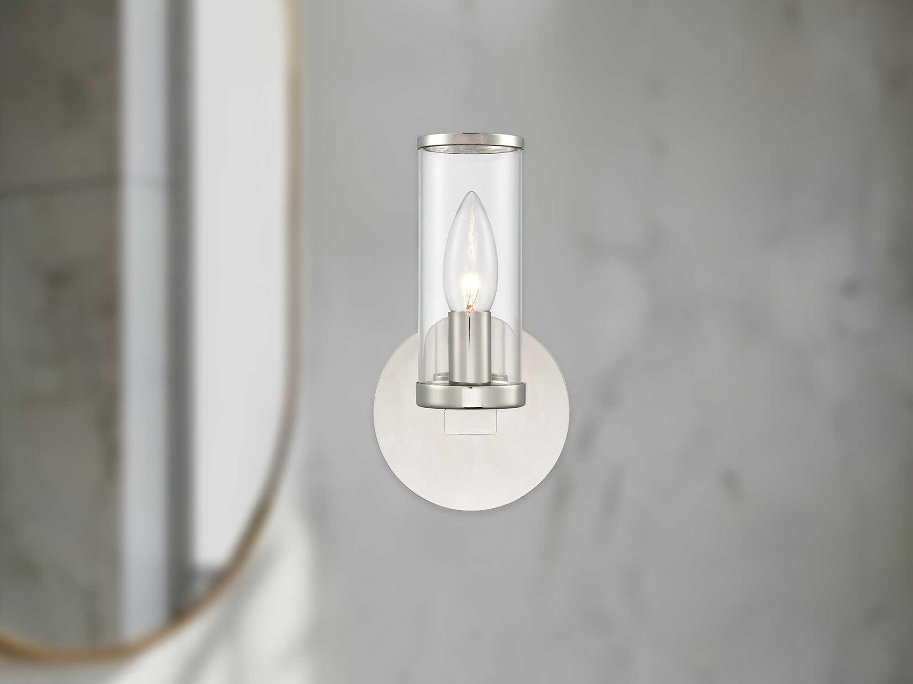 Alora Lighting Revolve 1-Light Polished Nickel Clear Wall Sconce