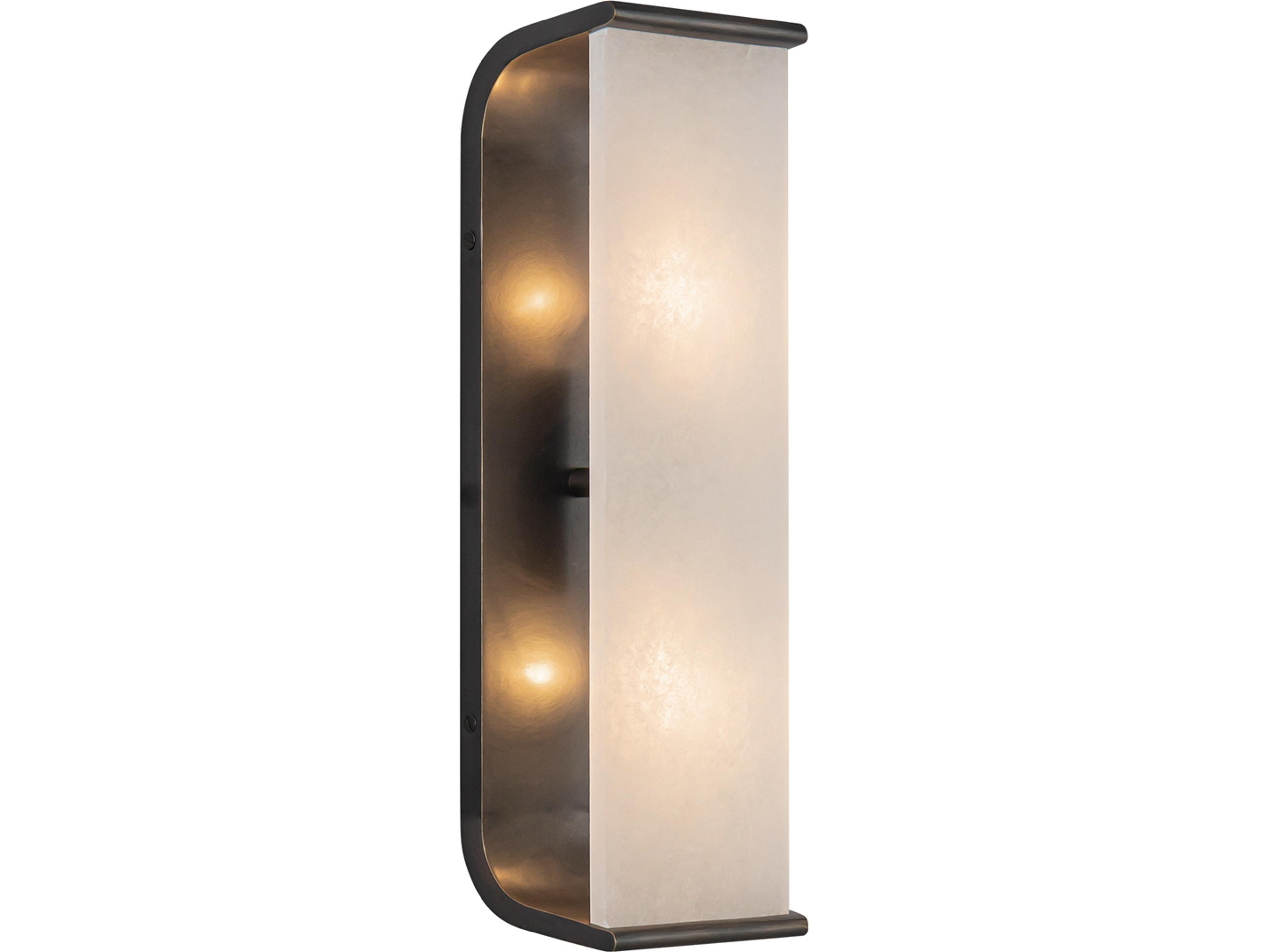 Abbott Wall Sconce Urban Bronze Alabaster Vanity Light