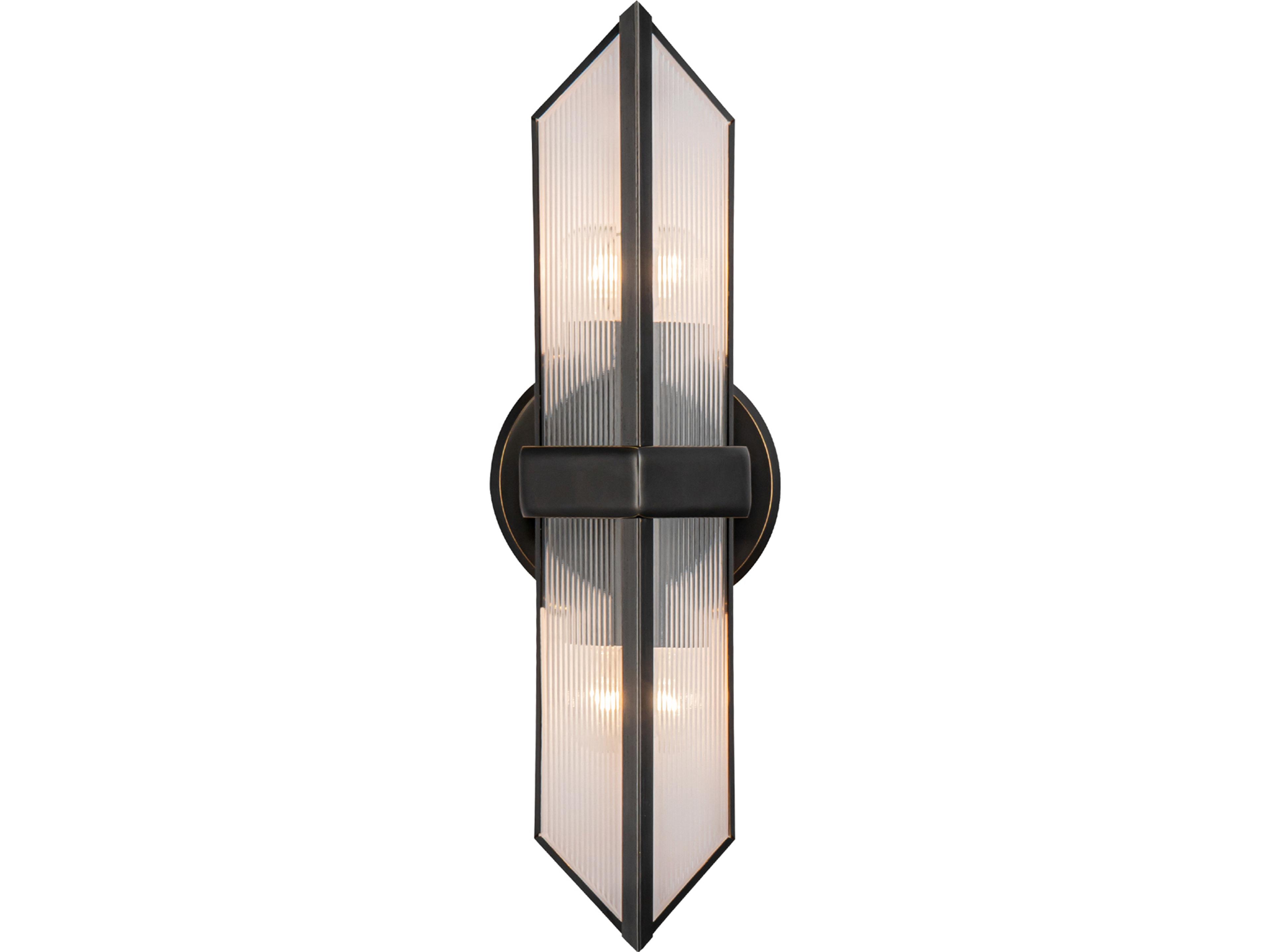 Cairo Wall Sconce Urban Bronze Ribbed Glass Modern