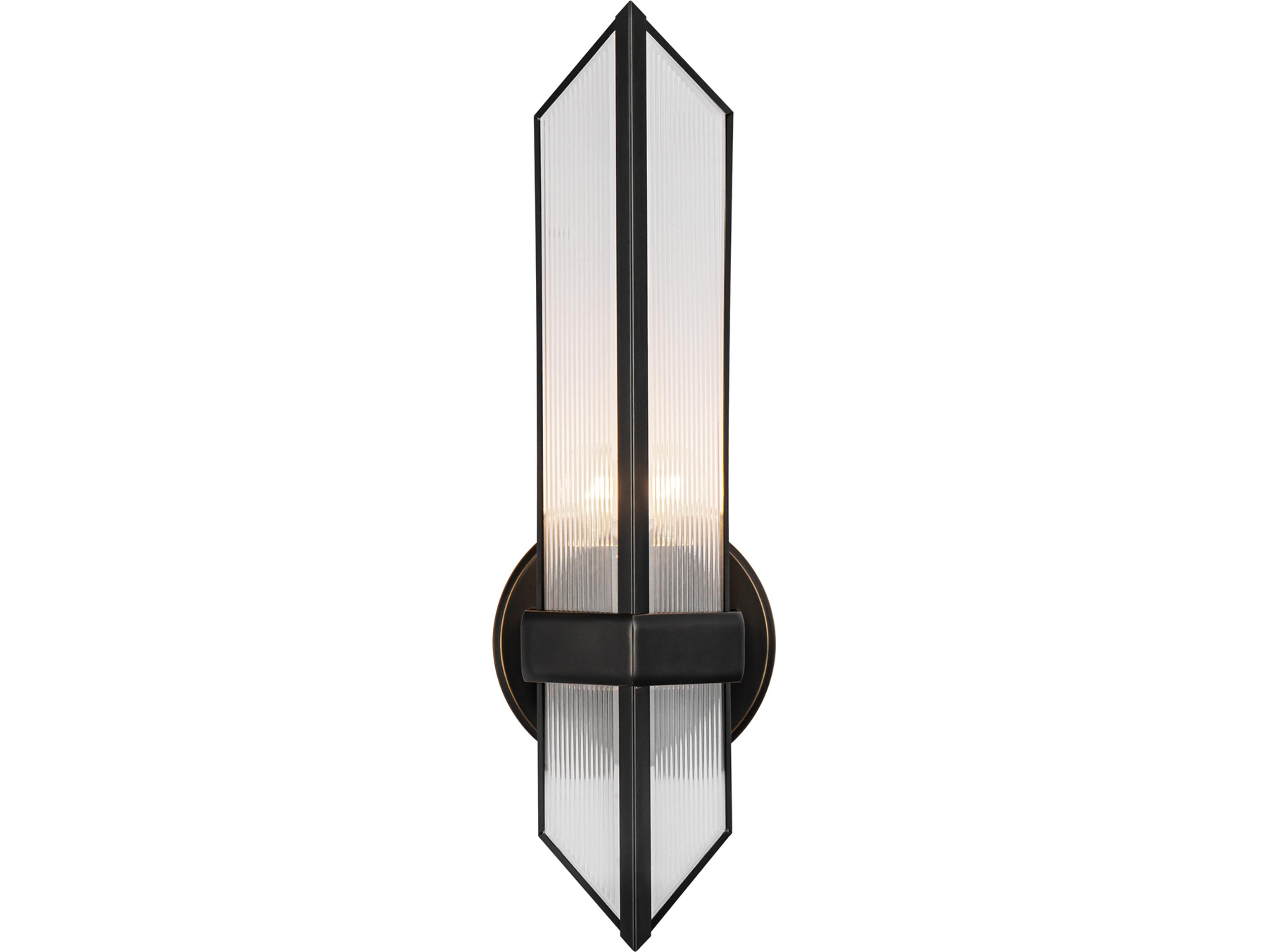 Cairo Wall Sconce in Urban Bronze with Clear Ribbed Glass