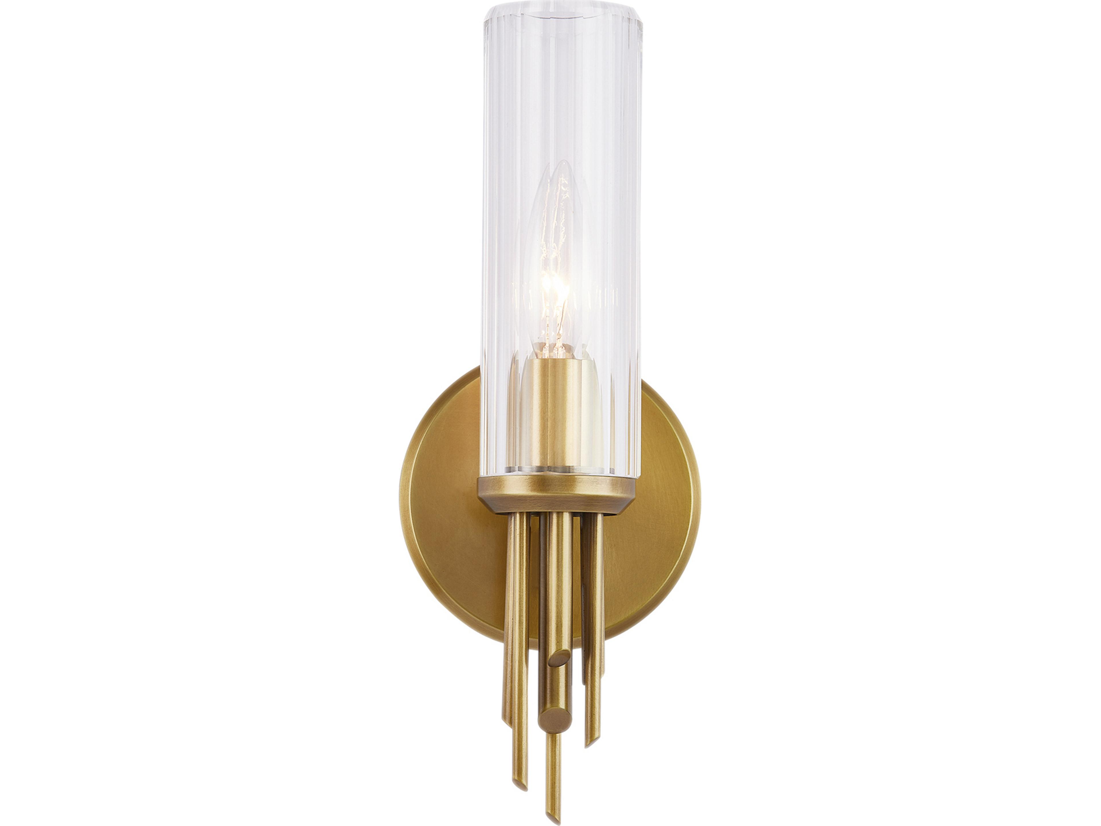 Torres Wall Sconce Vintage Brass Clear Ribbed Glass