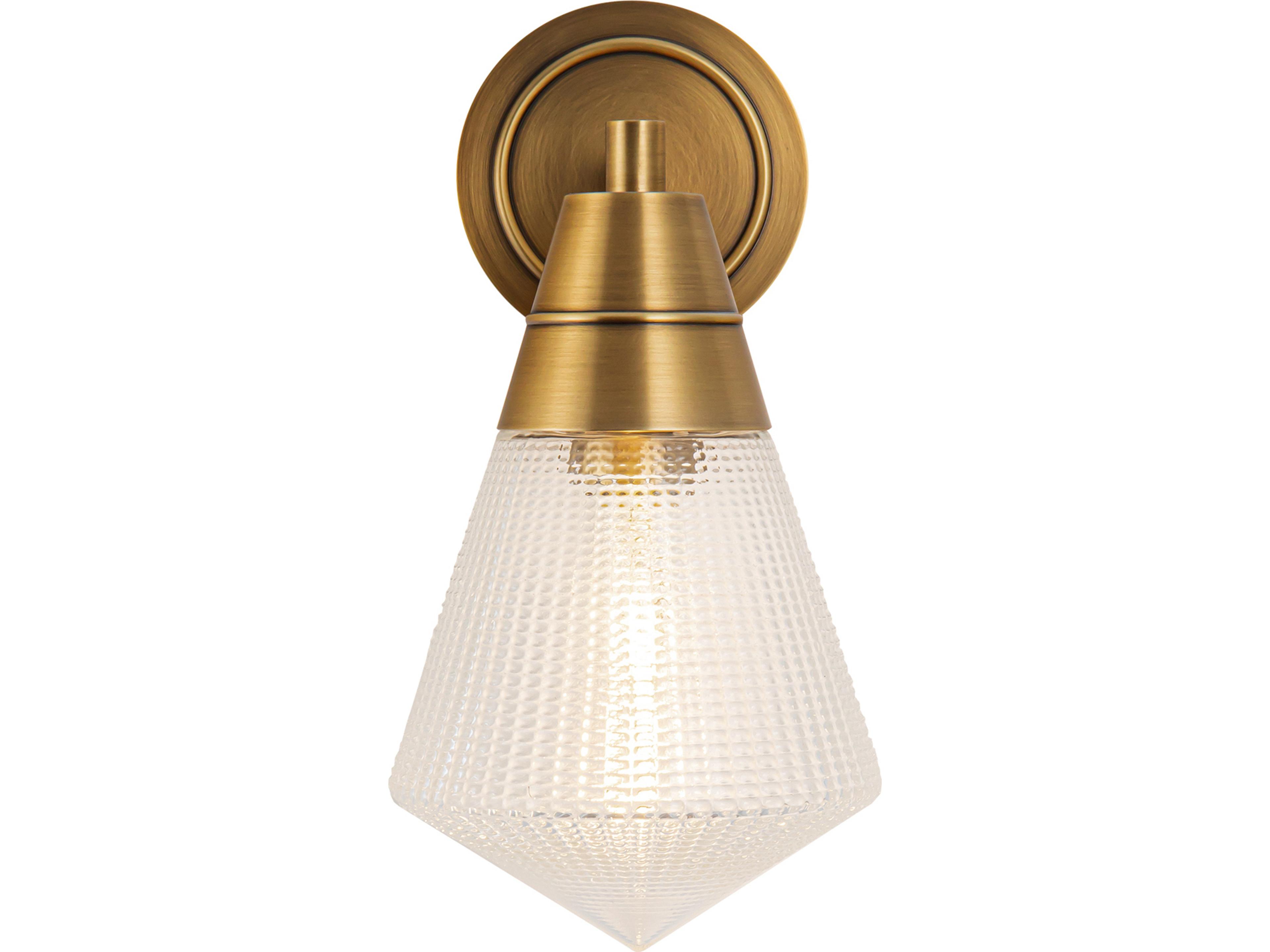Willard Wall Sconce in Vintage Brass Clear Prismatic Glass