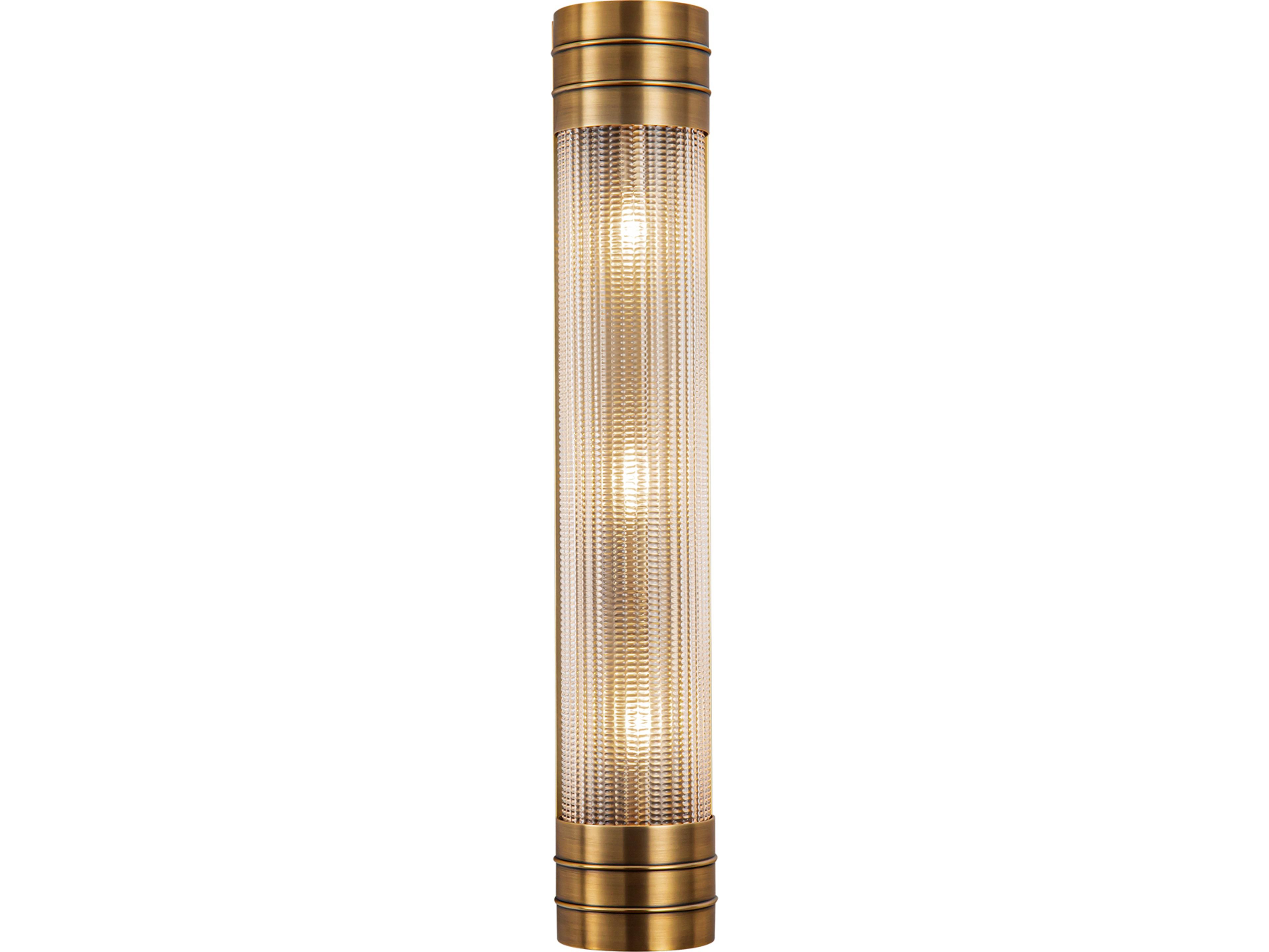 Willard Vanity Light in Vintage Brass with Prismatic Glass