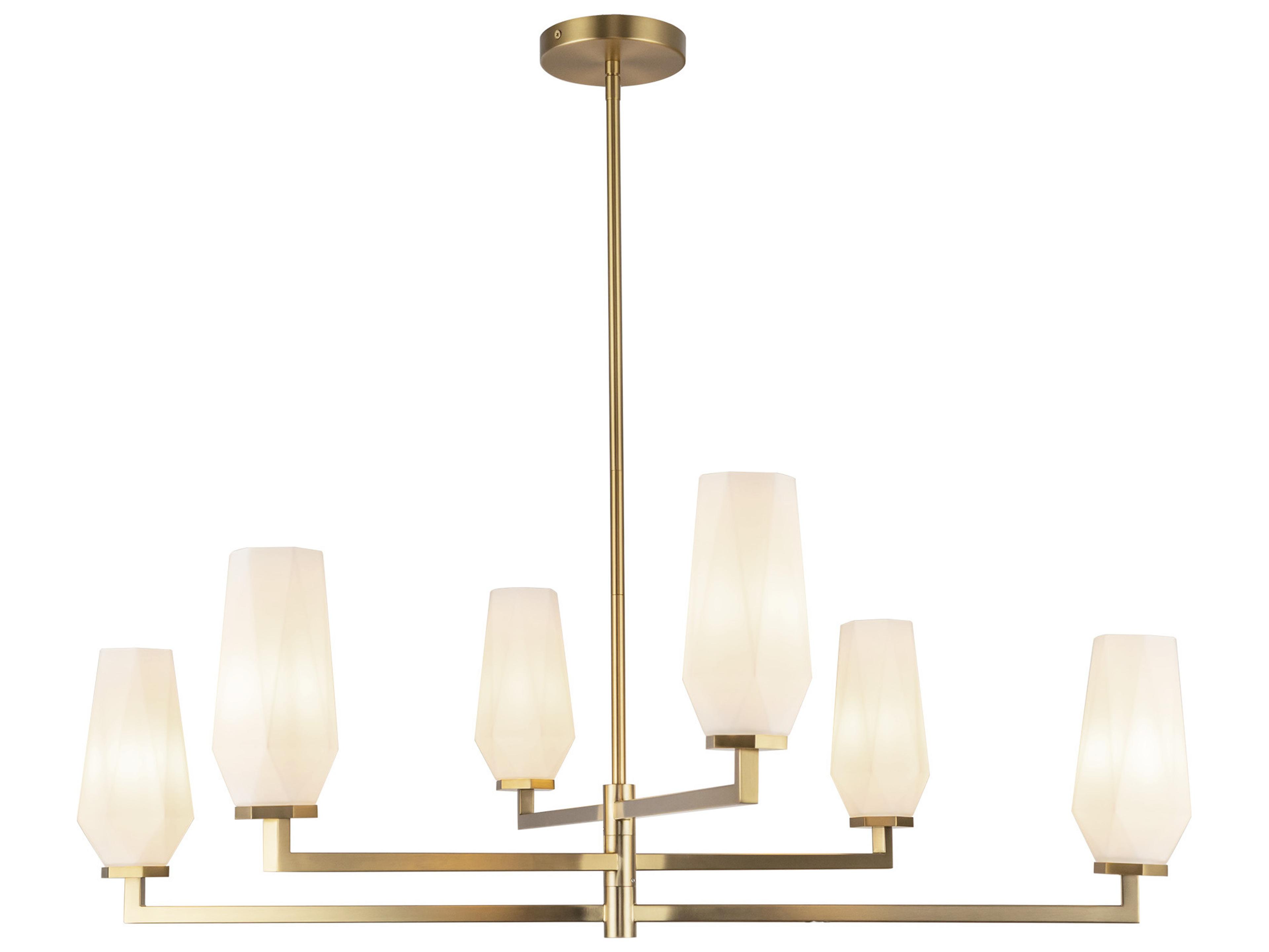 Krysta 6-Light Chandelier Brushed Gold Opal Glass