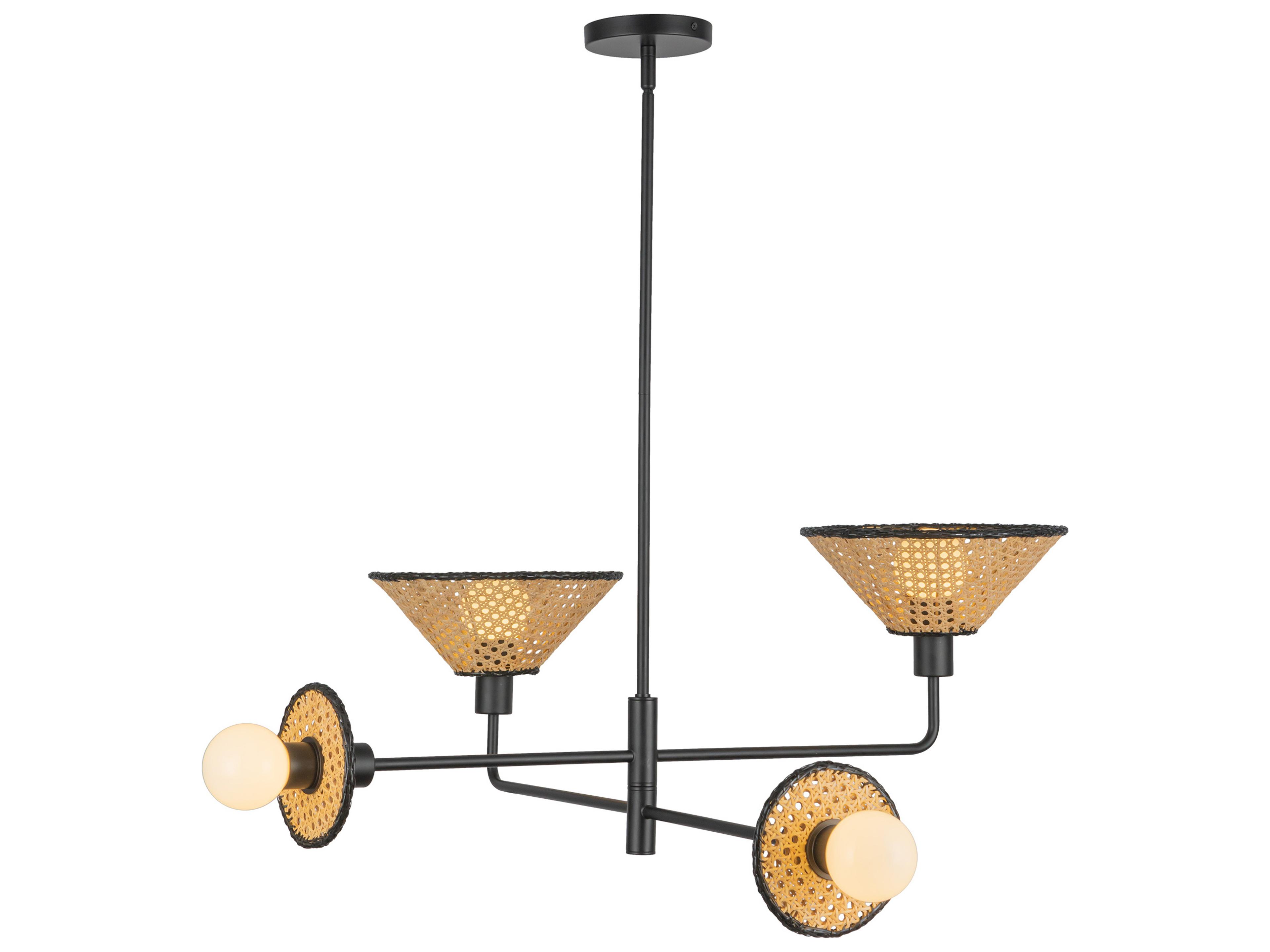 Piper Chandelier with Rattan Shades