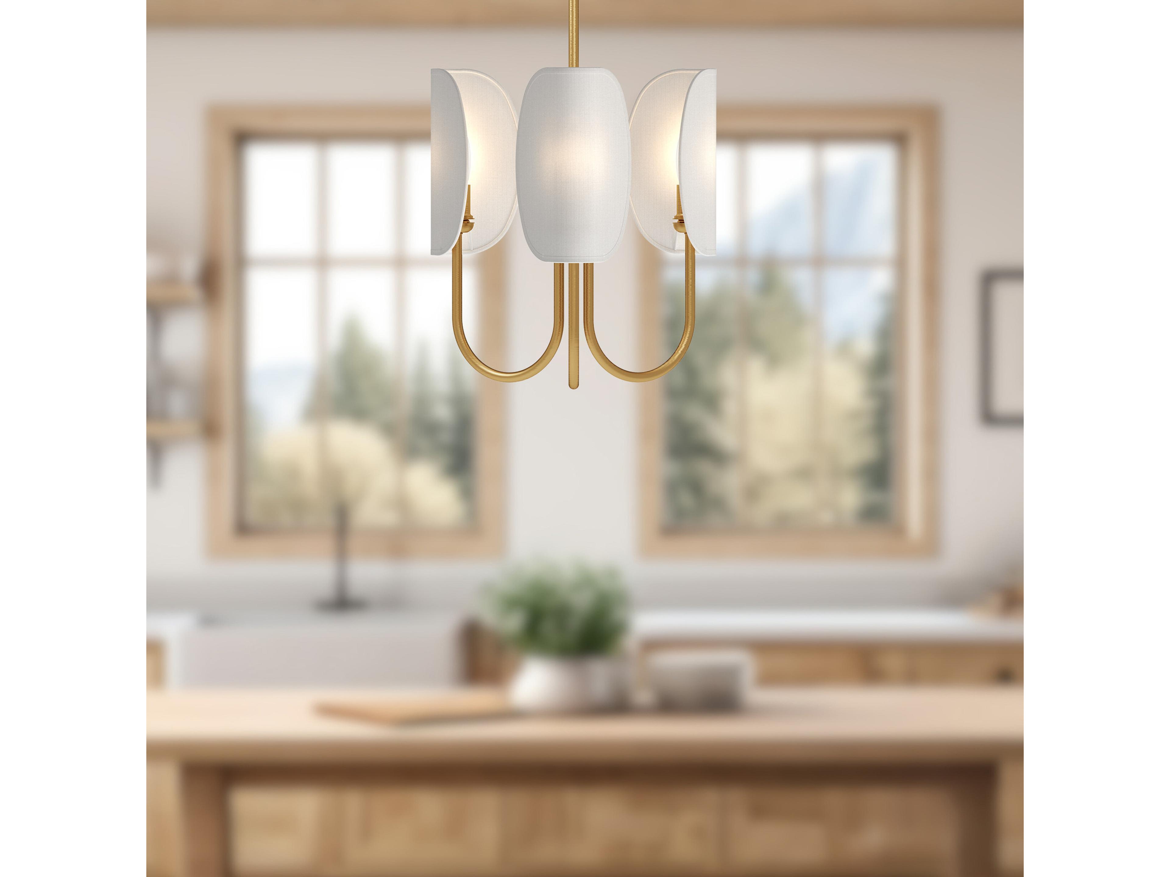 Alora Mood Seno 3-Light Aged Gold White Geometric Chandelier