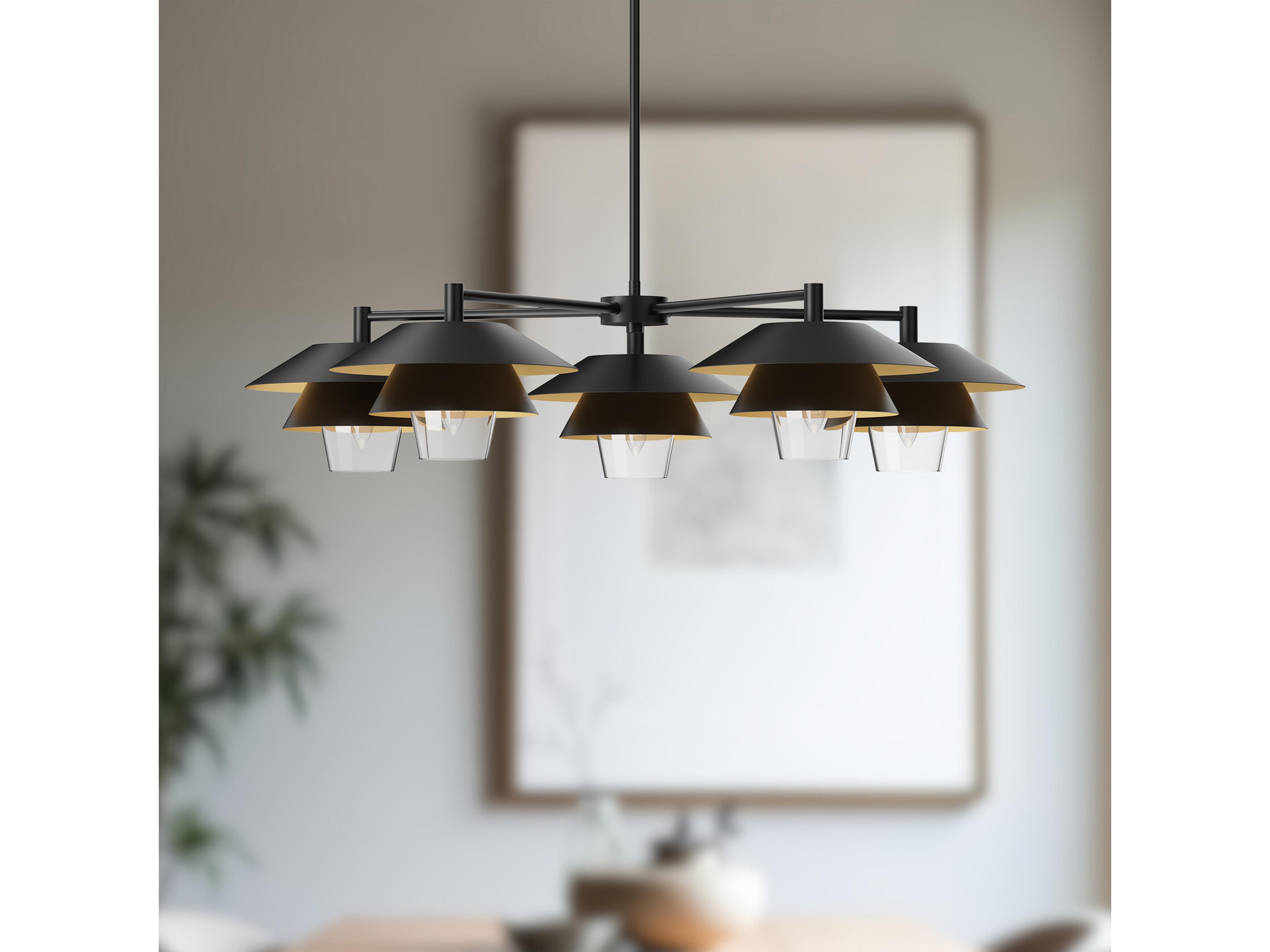 Alora Mood Tetsu 5-Light Matte Black Geometric Chandelier
