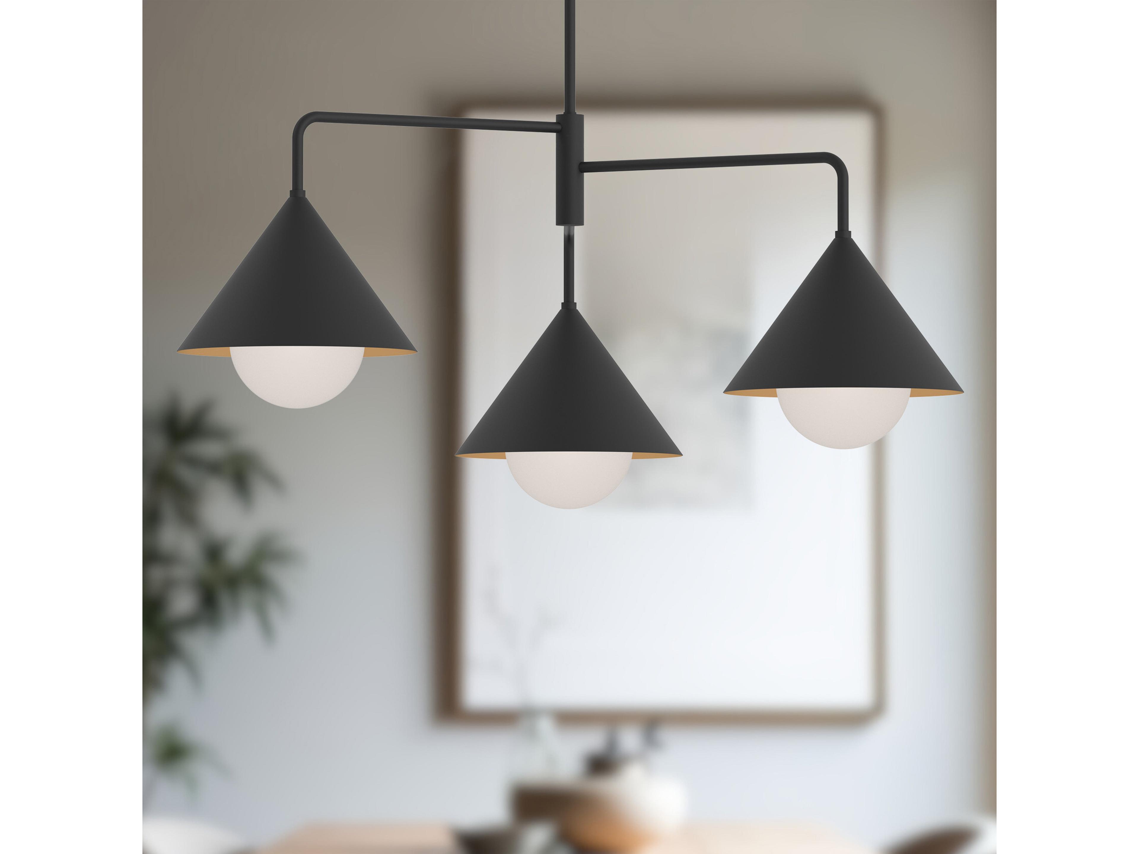 Alora Mood Remy 3-Light Matte Black Geometric Chandelier