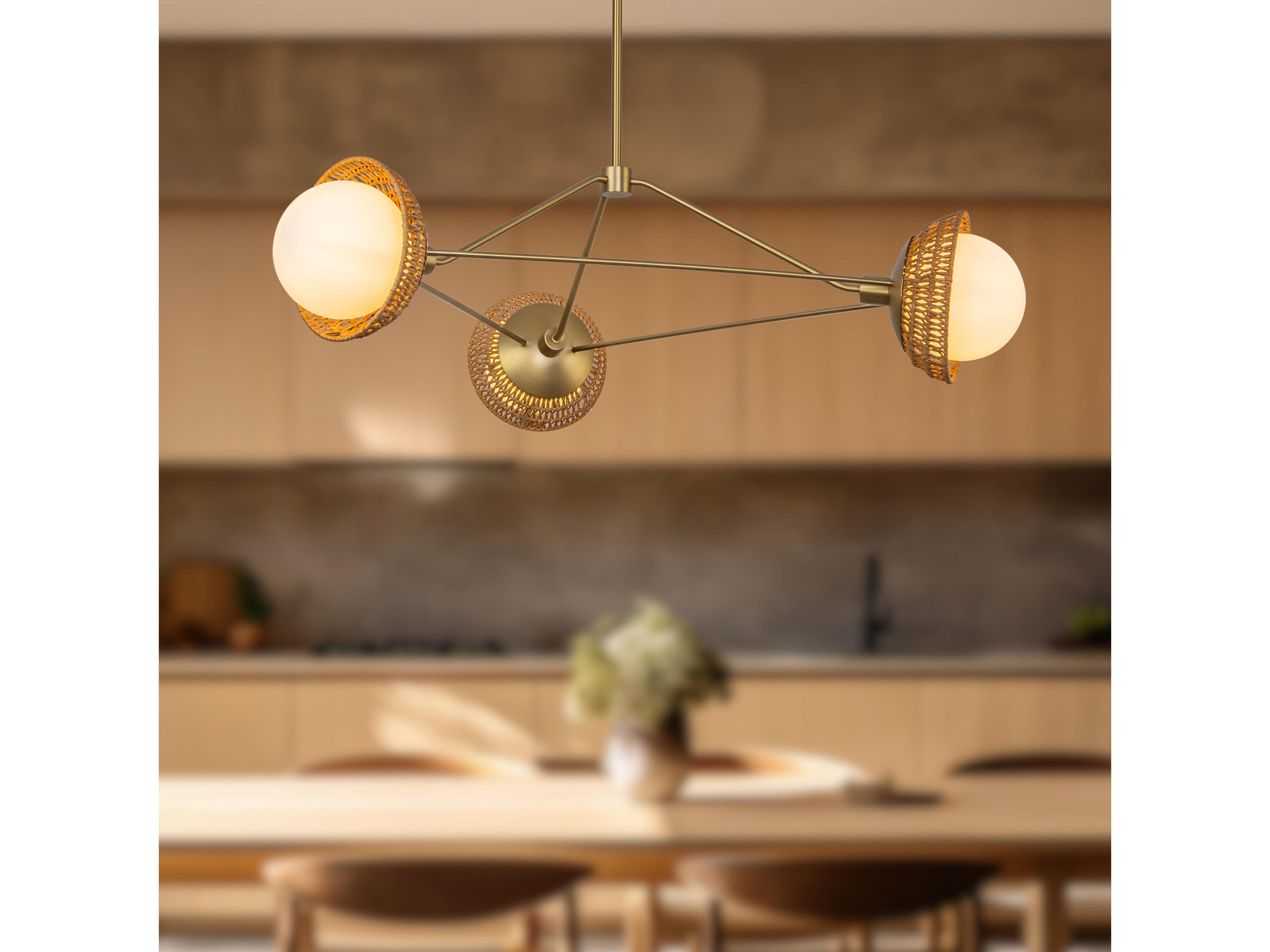 Alora Mood Perth 3-Light Brushed Gold Geometric Chandelier