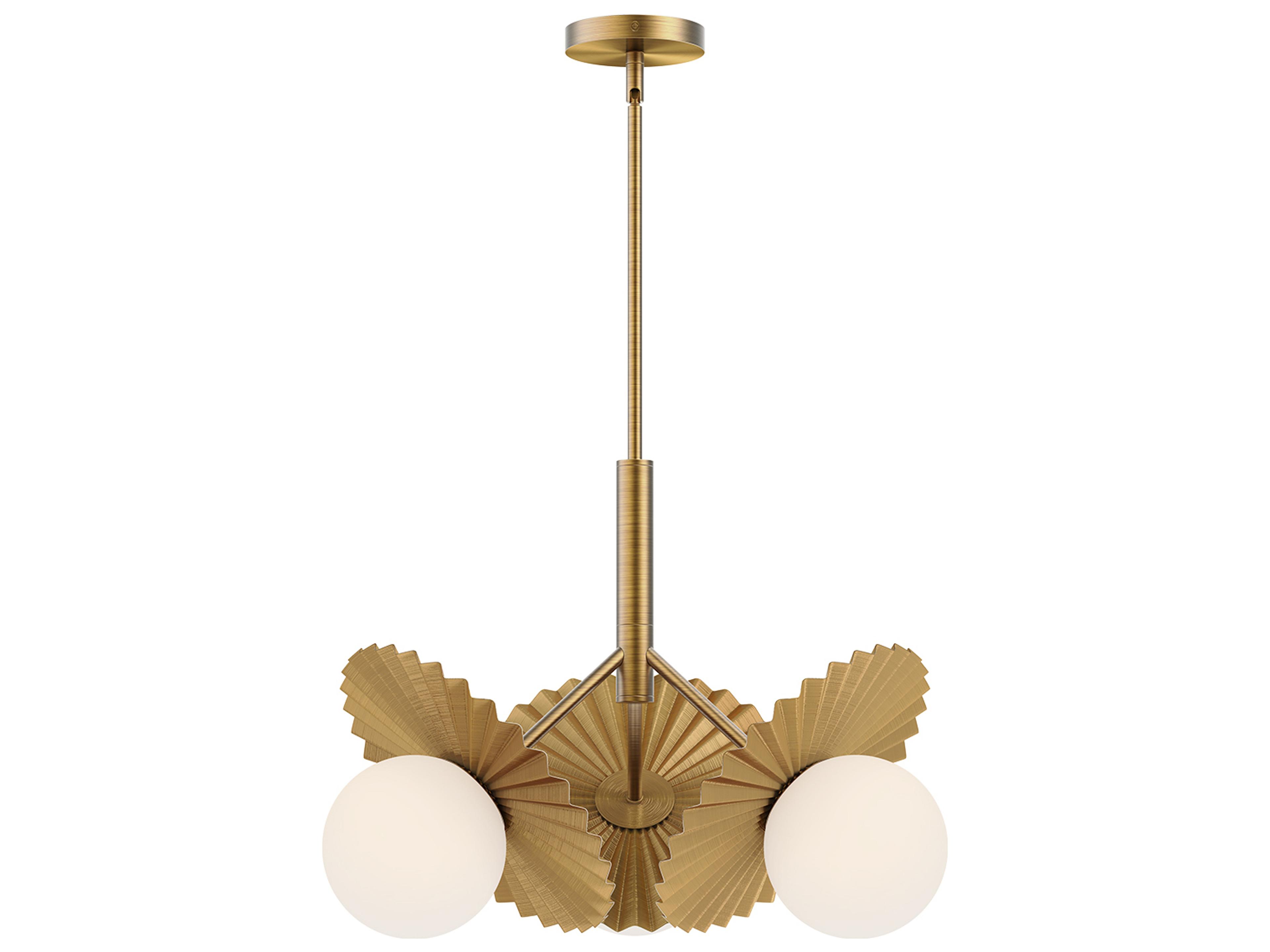 Plume Chandelier Modern Gold and Opal Glass