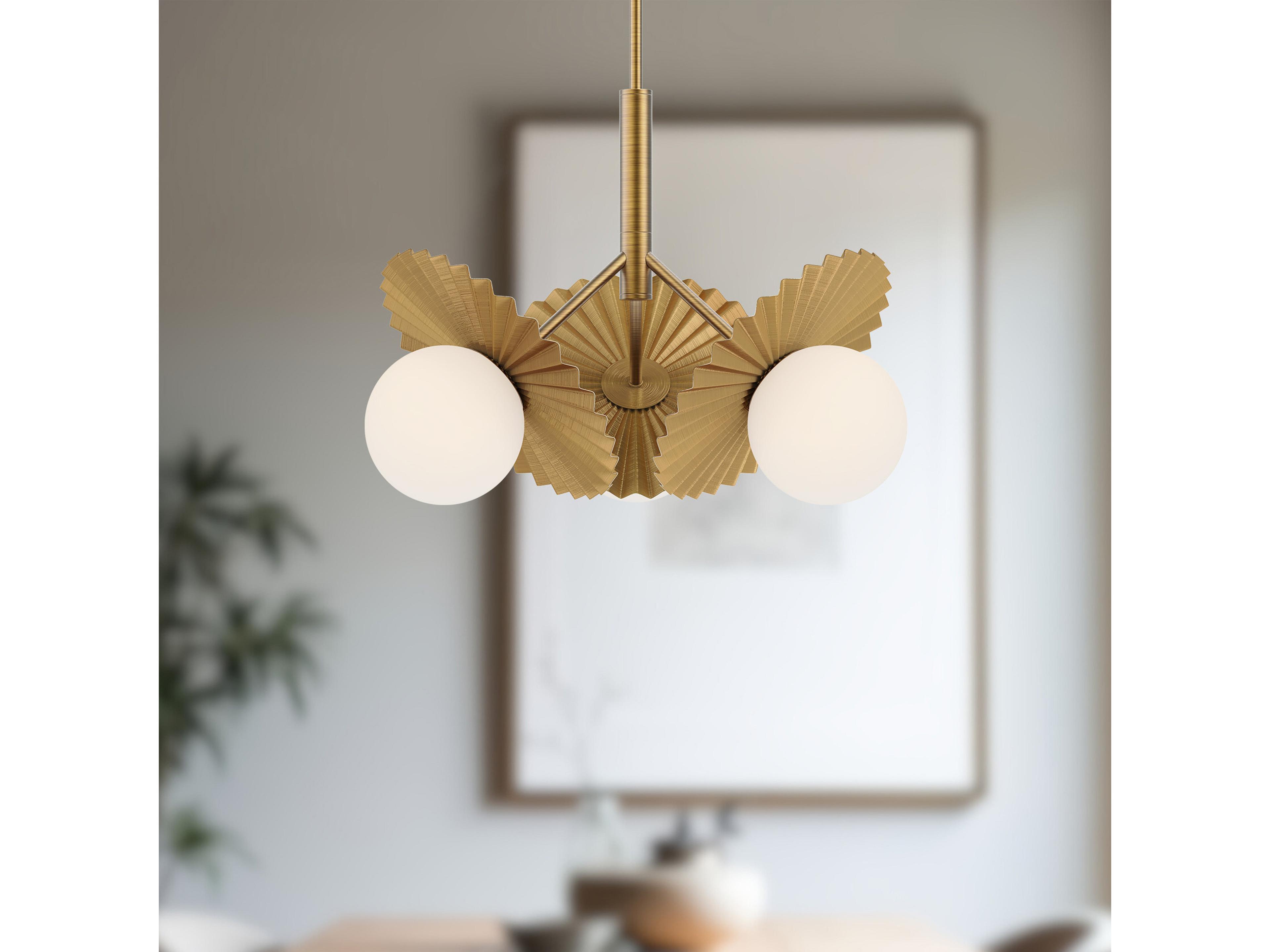 Alora Mood Plume 3-Light Brushed Gold Globe Chandelier