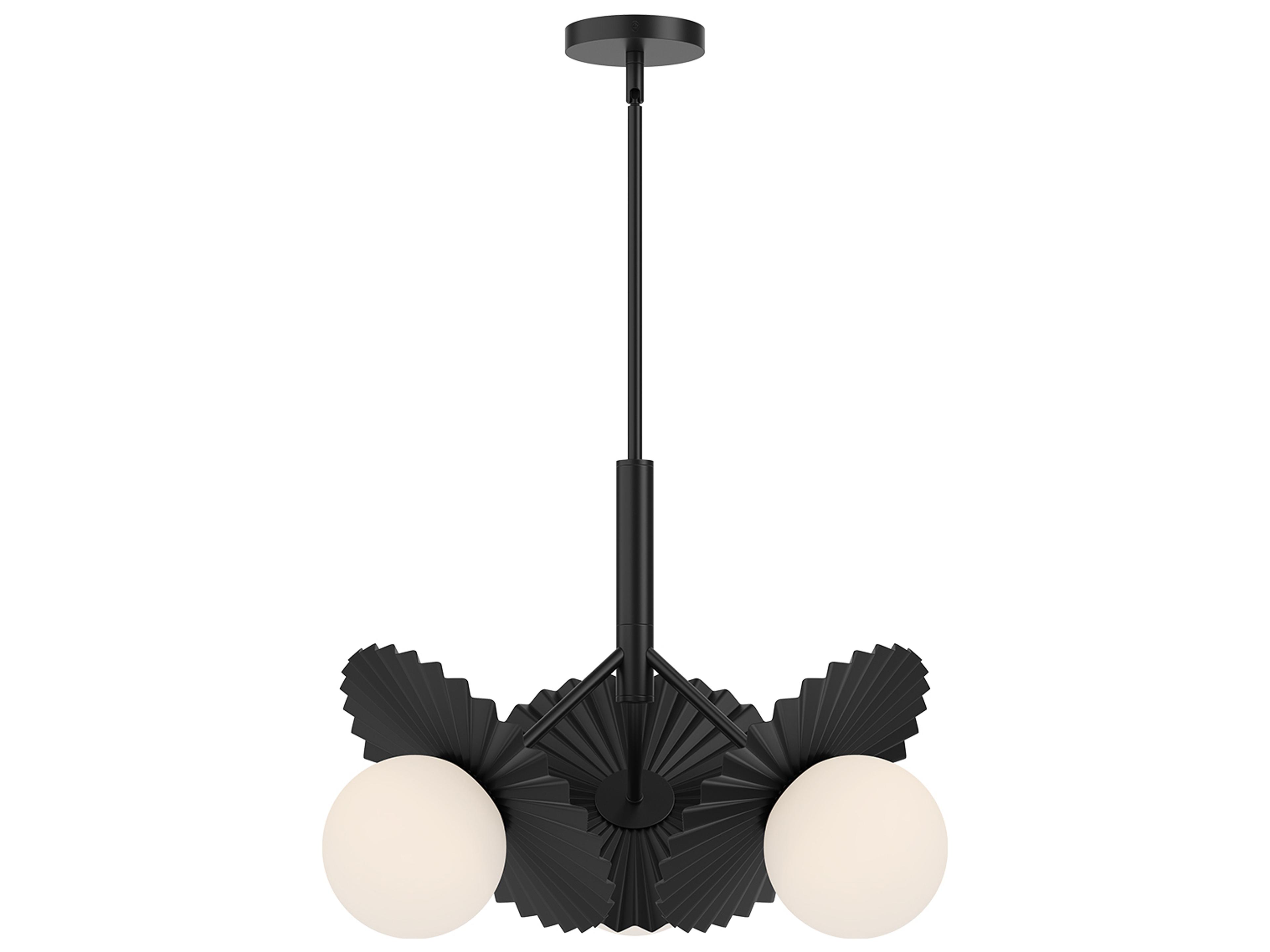 Plume Chandelier Modern 3 Light Matte Black