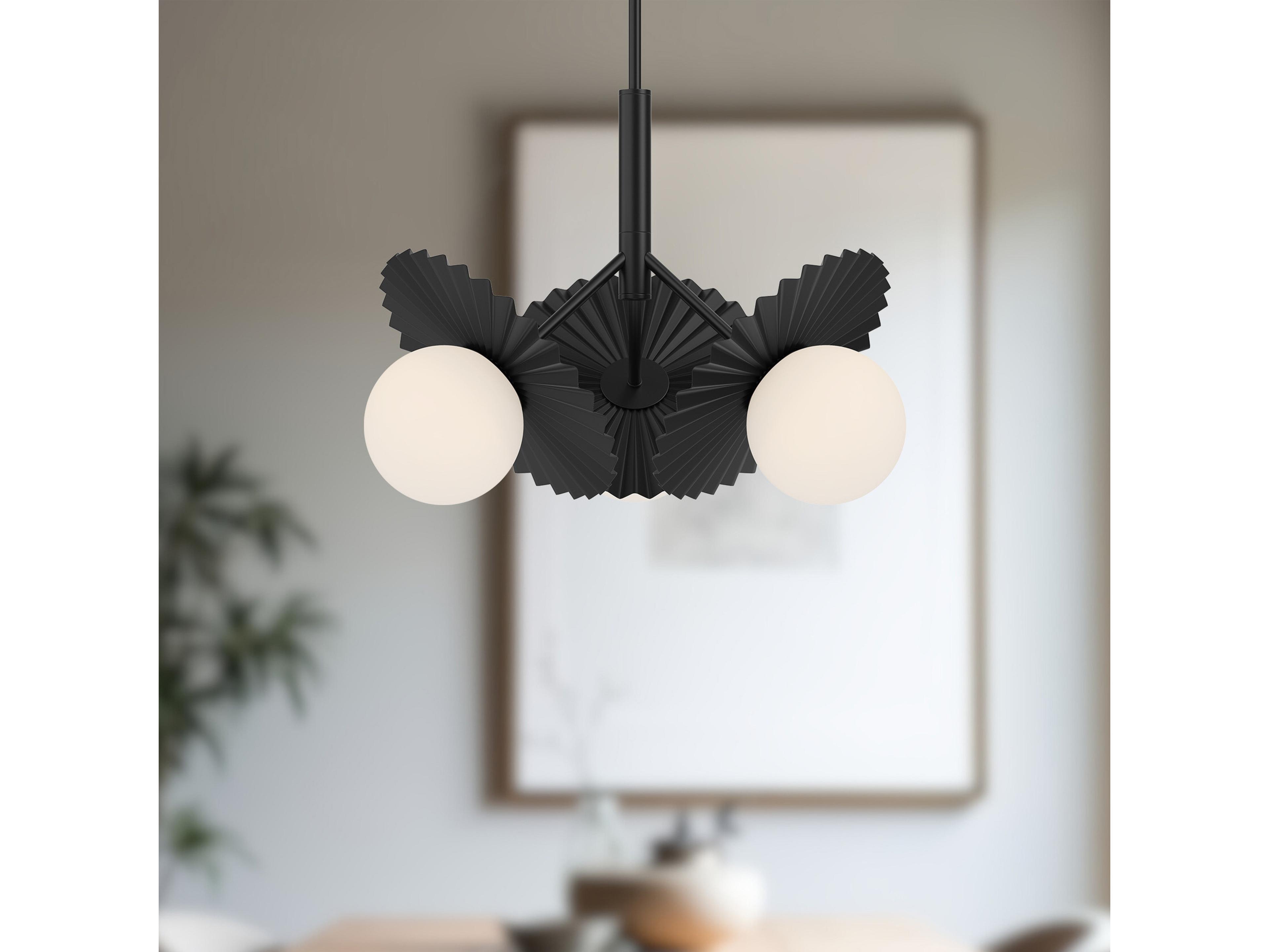 Alora Mood Plume 3-Light Matte Black Globe Chandelier