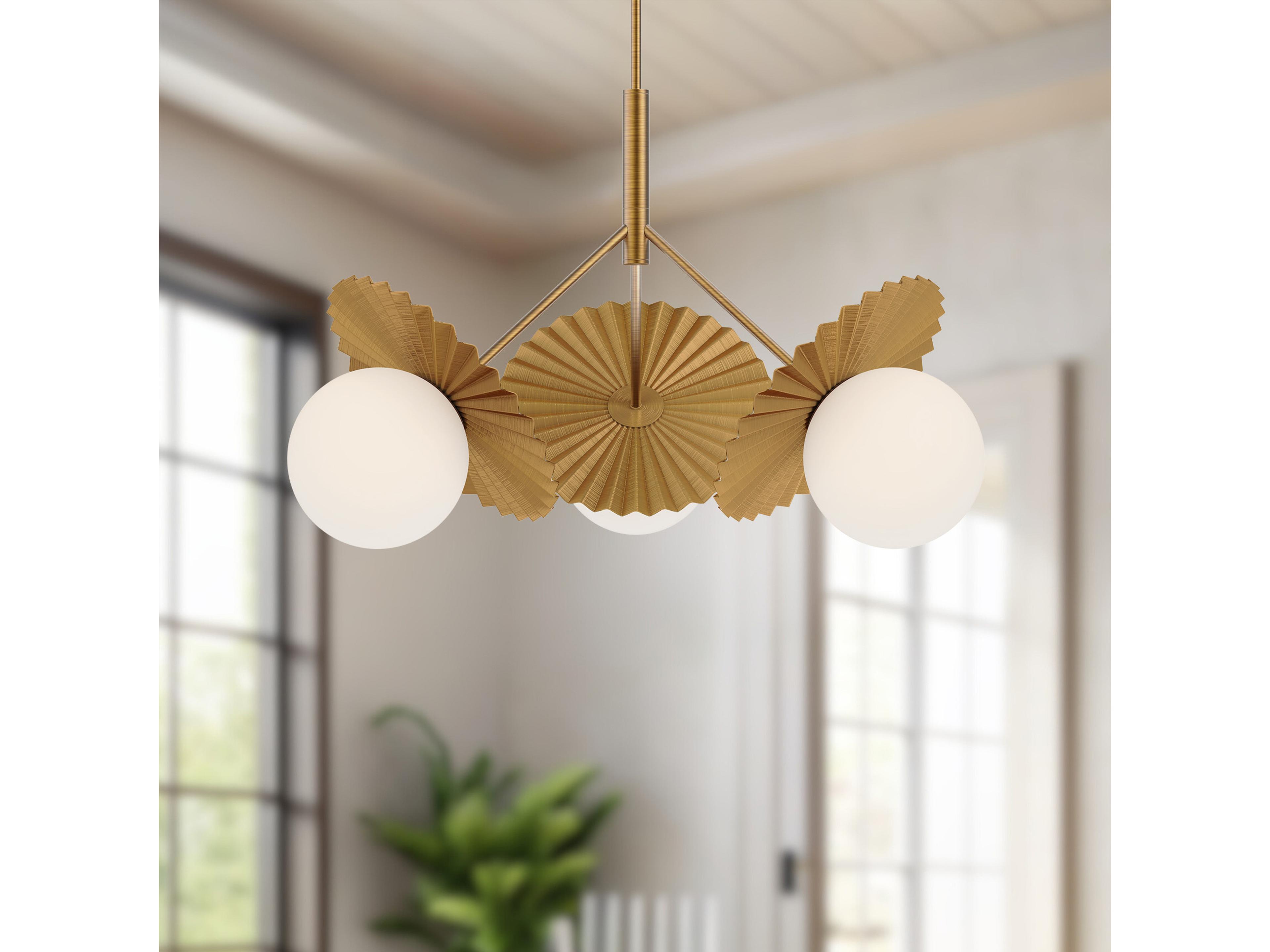 Alora Mood Plume 3-Light Brushed Gold Globe Chandelier