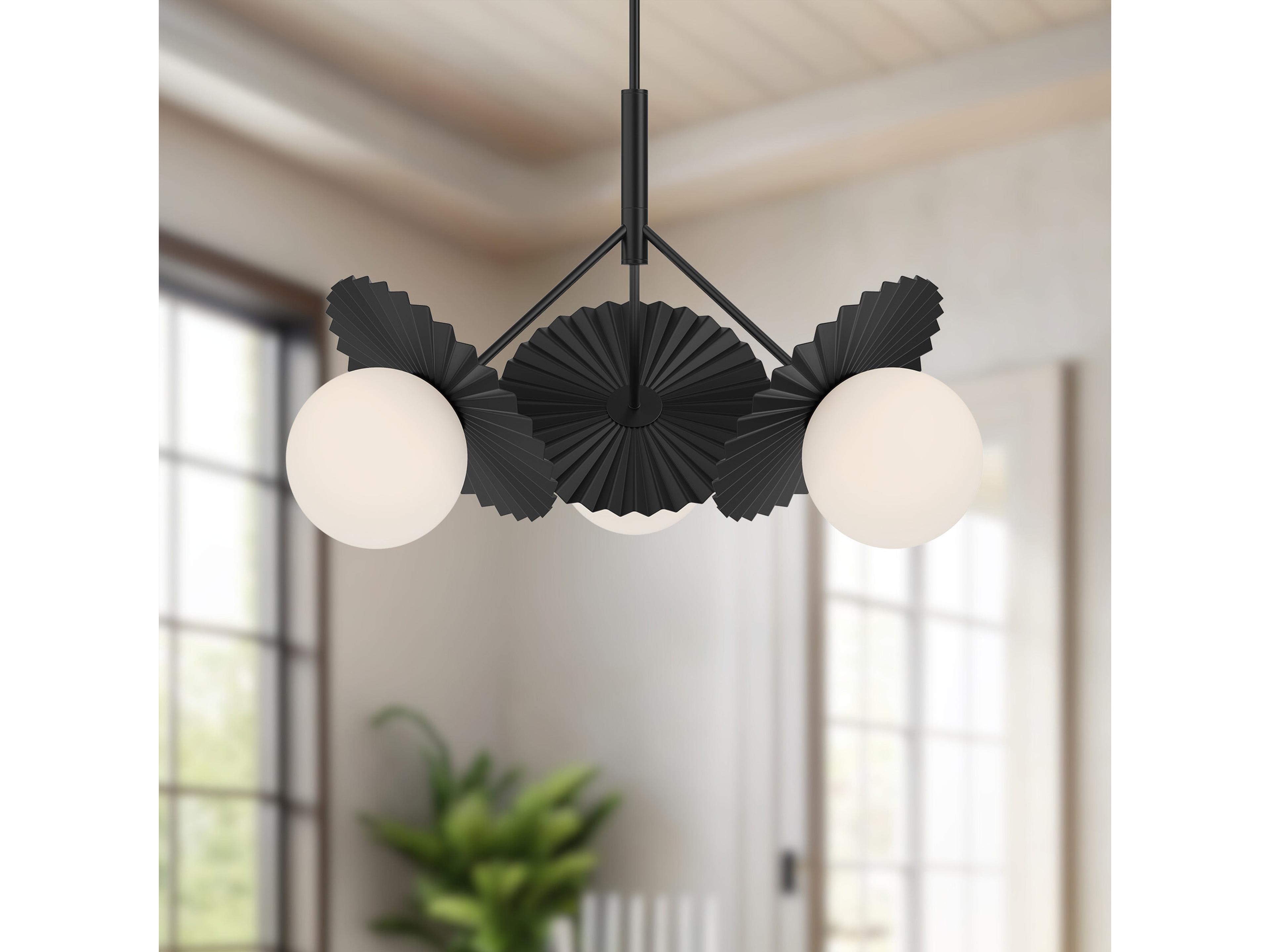Alora Mood Plume 3-Light Matte Black Globe Chandelier