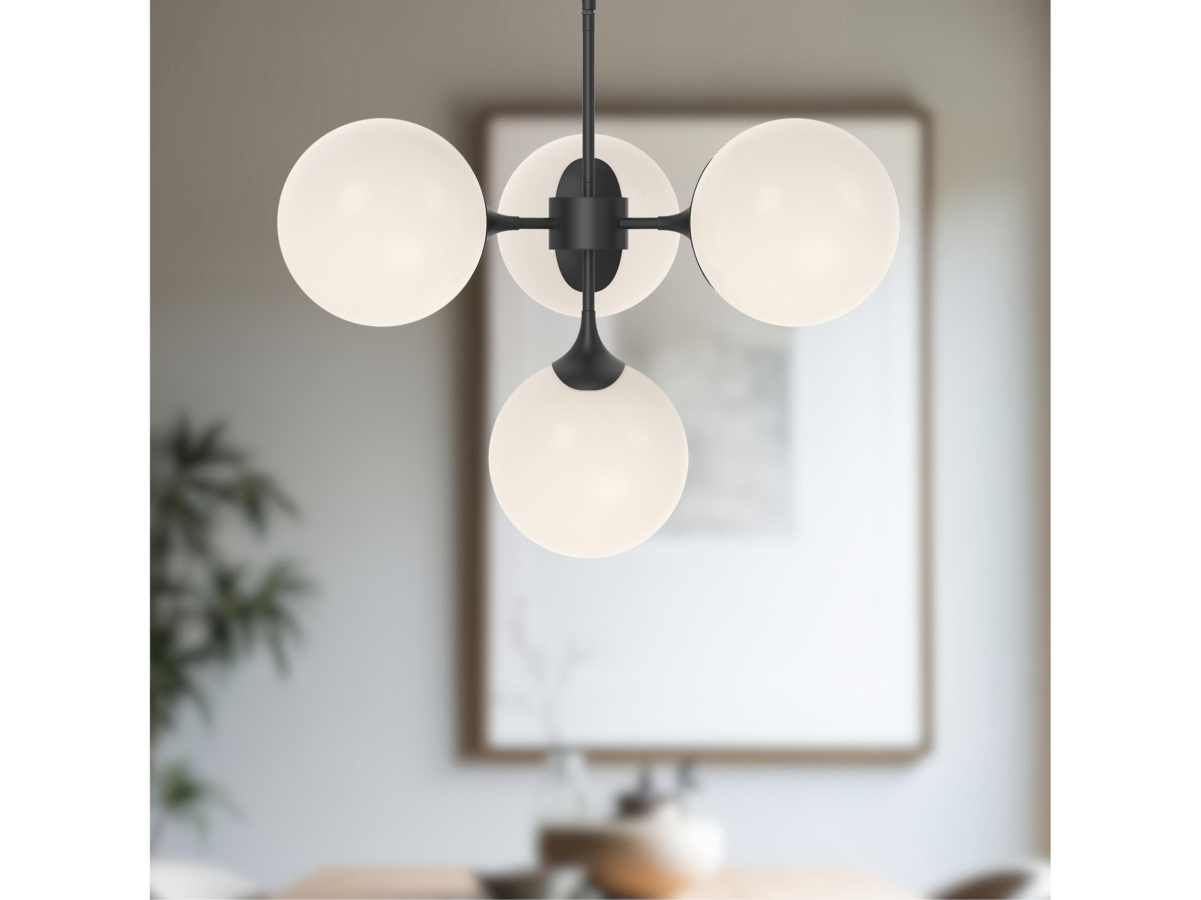 Alora Mood Nouveau 4-Light Matte Black Globe Chandelier