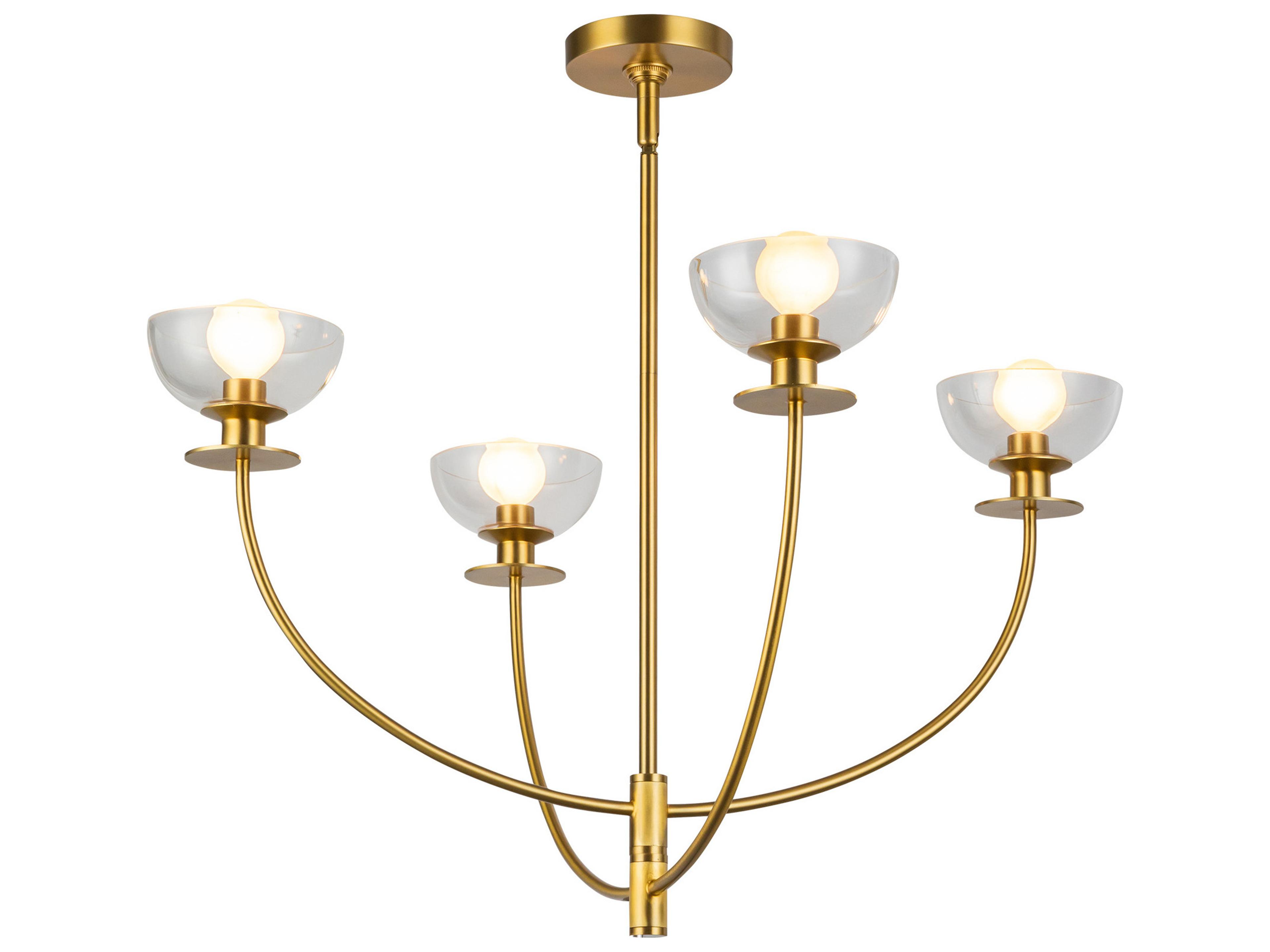 Alora Mood Sylvia 4-Light Brushed Gold Bowl Geometric Chandelier