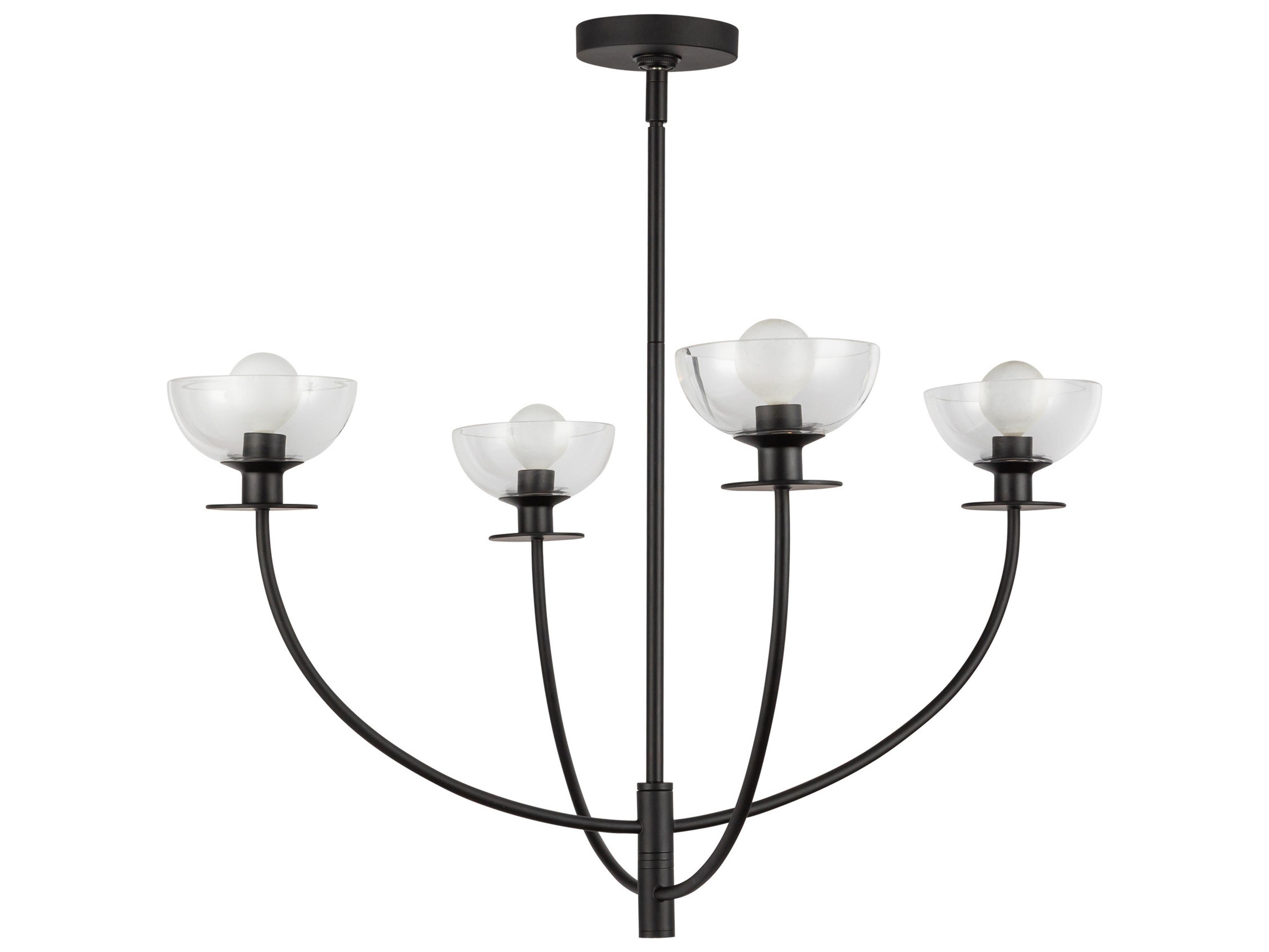 Alora Mood Sylvia 4-Light Matte Black Bowl Geometric Chandelier