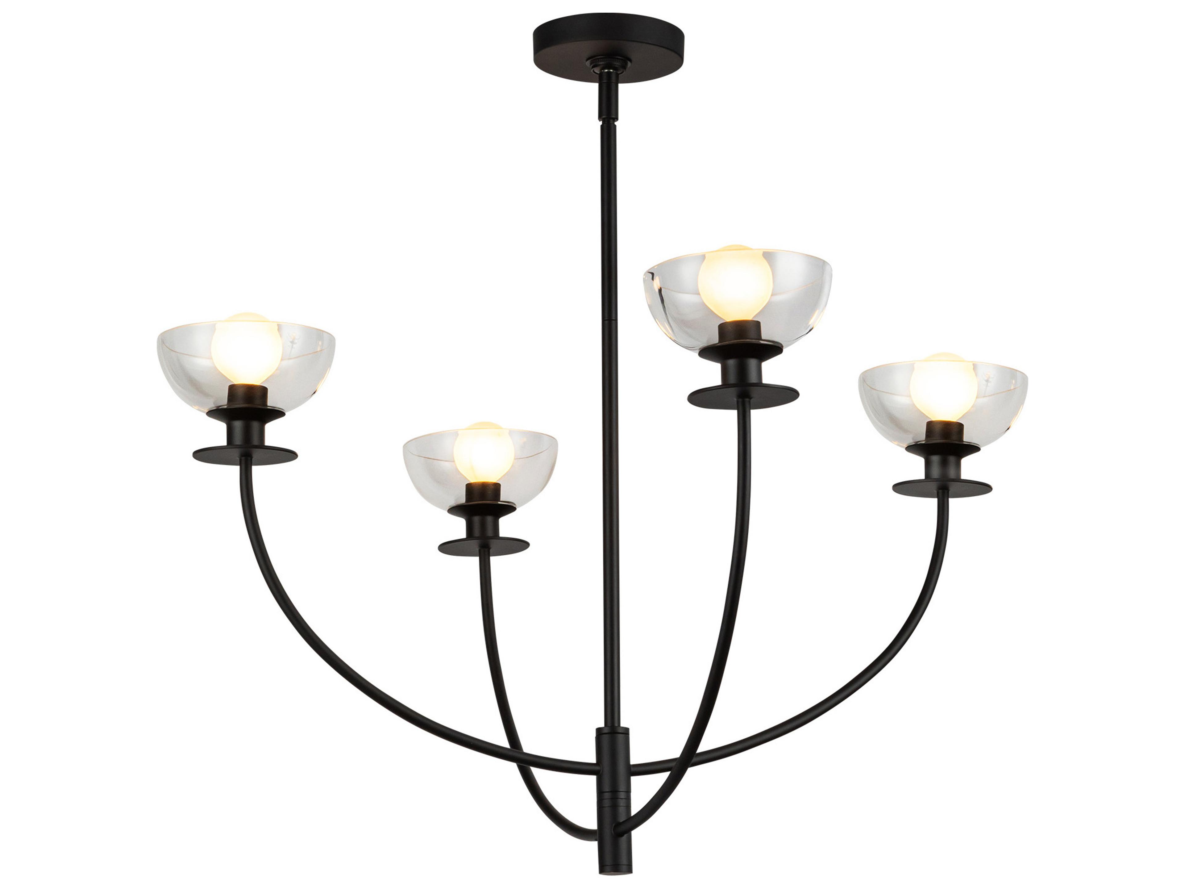 Alora Mood Sylvia 4-Light Matte Black Bowl Geometric Chandelier