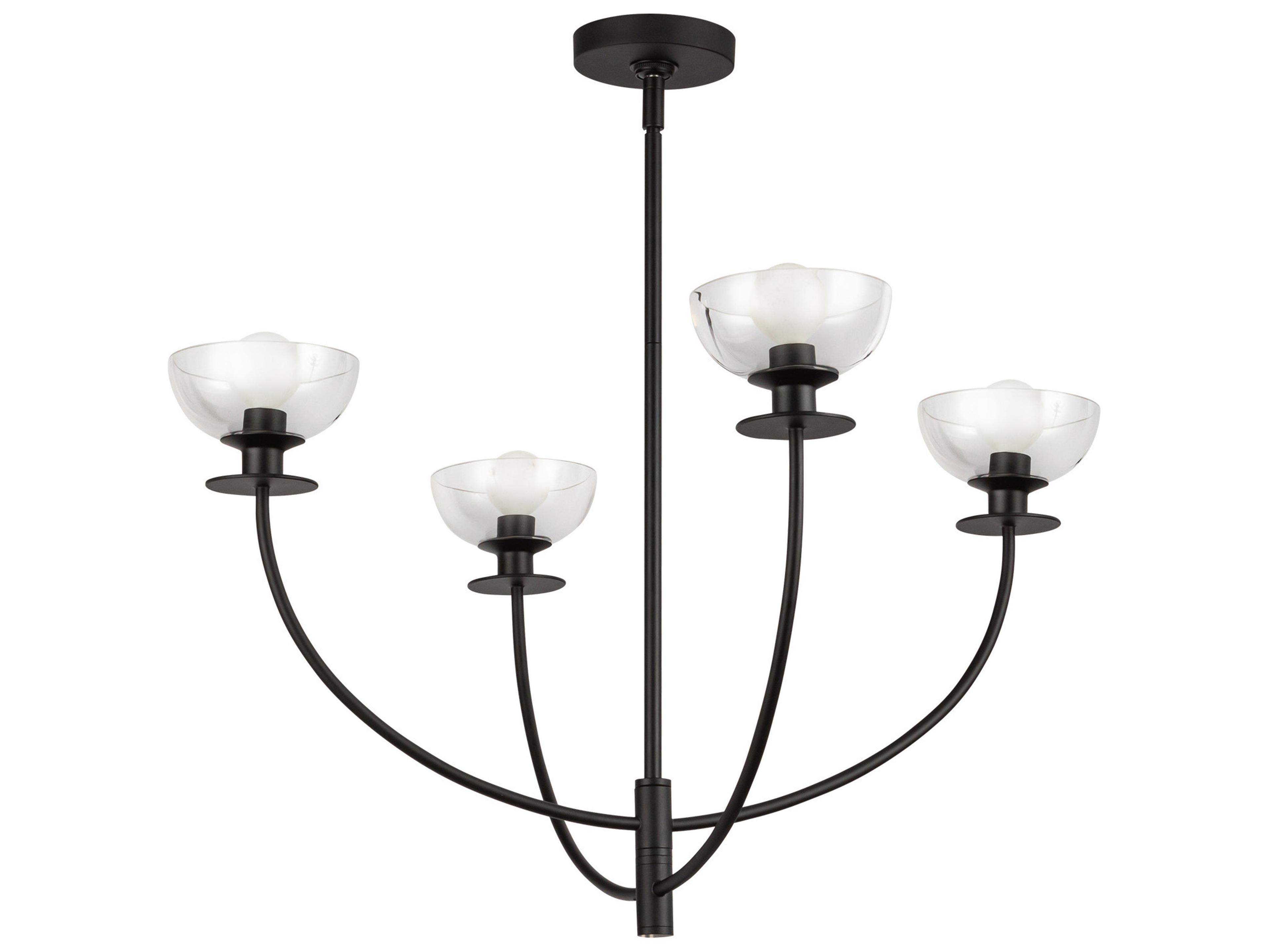 Alora Mood Sylvia 4-Light Matte Black Bowl Geometric Chandelier