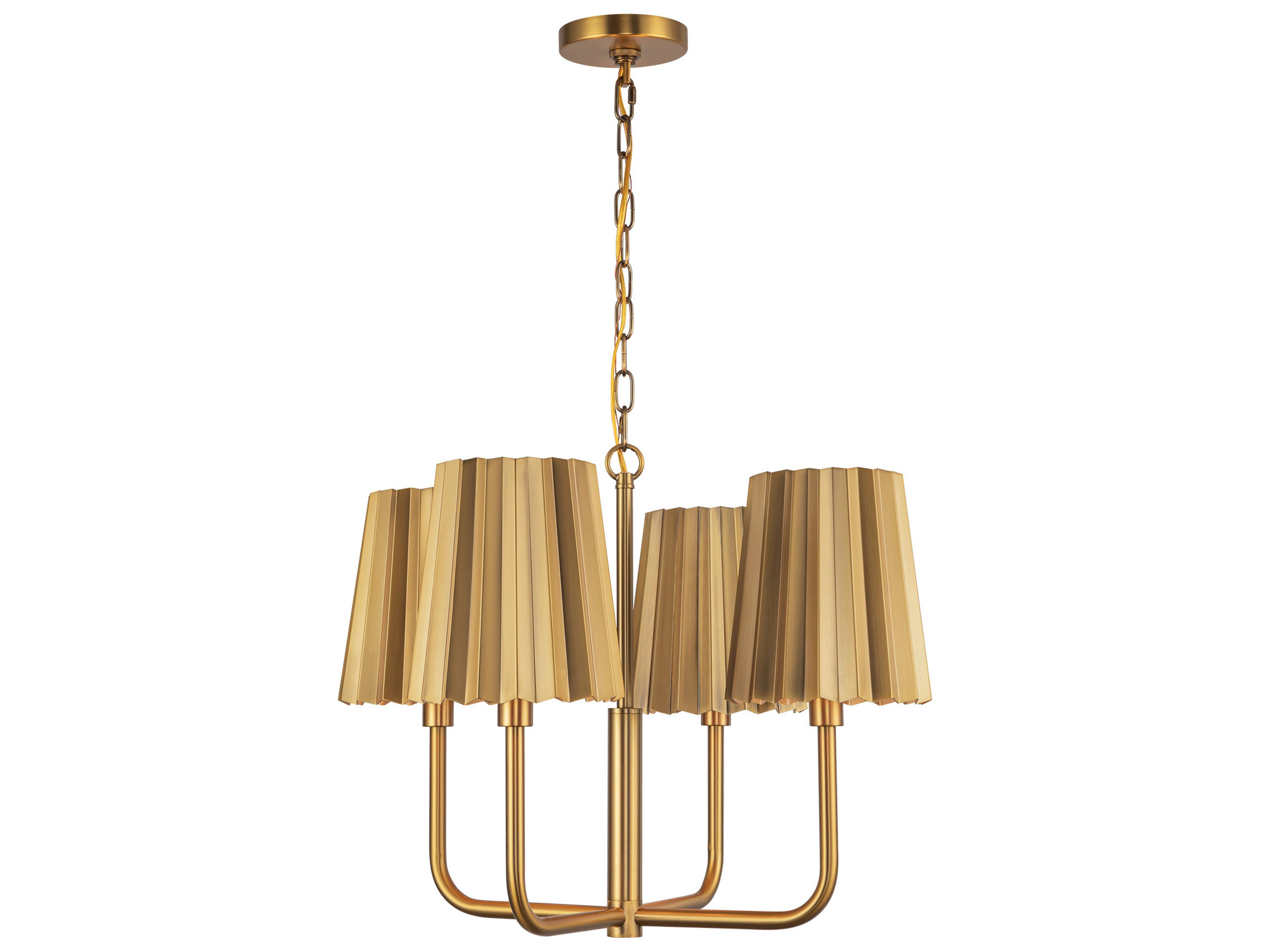 Plisse 4-Light Chandelier in Aged Gold