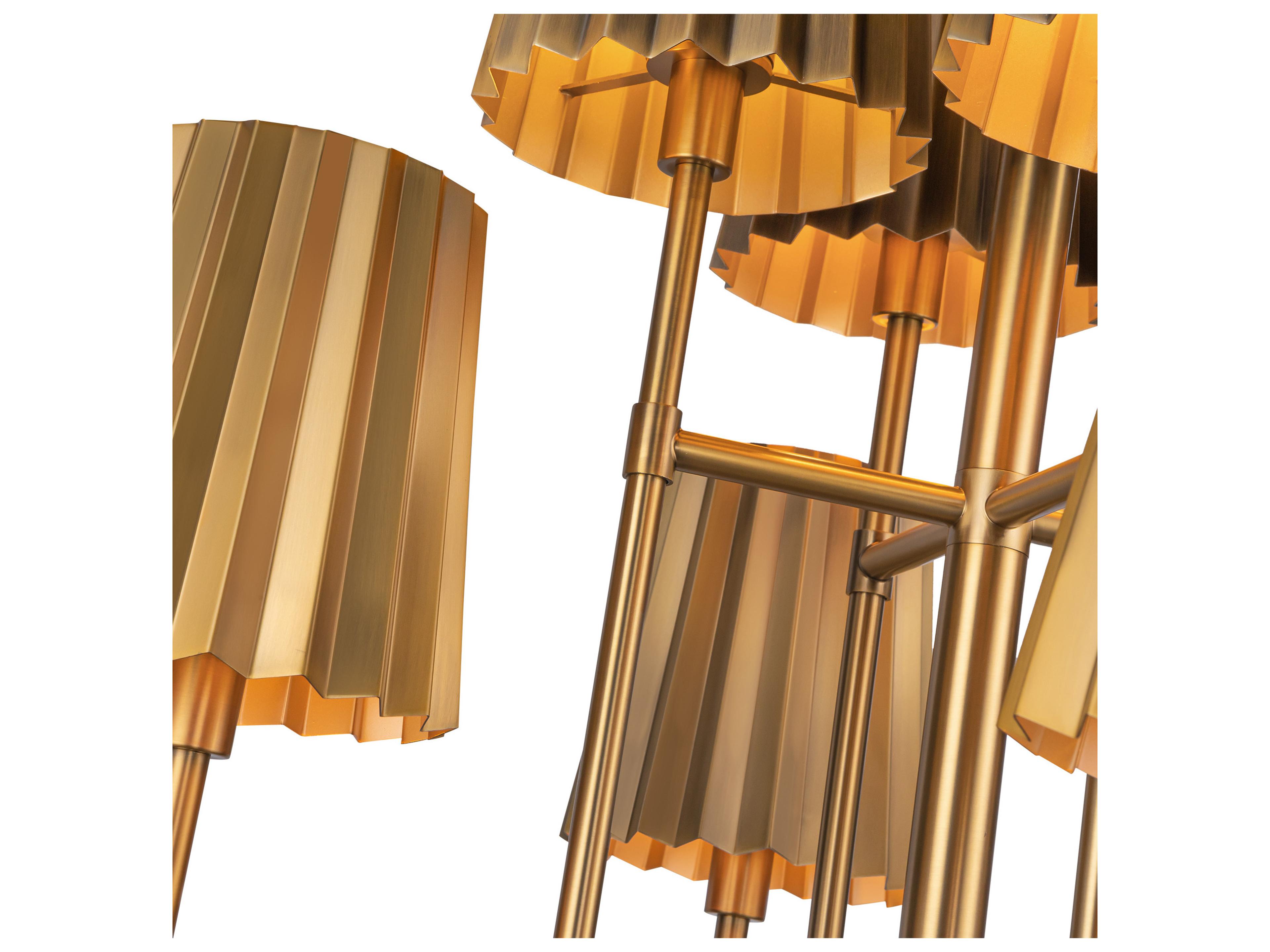 Alora Mood Plisse 8-Light Aged Gold Tiered Chandelier