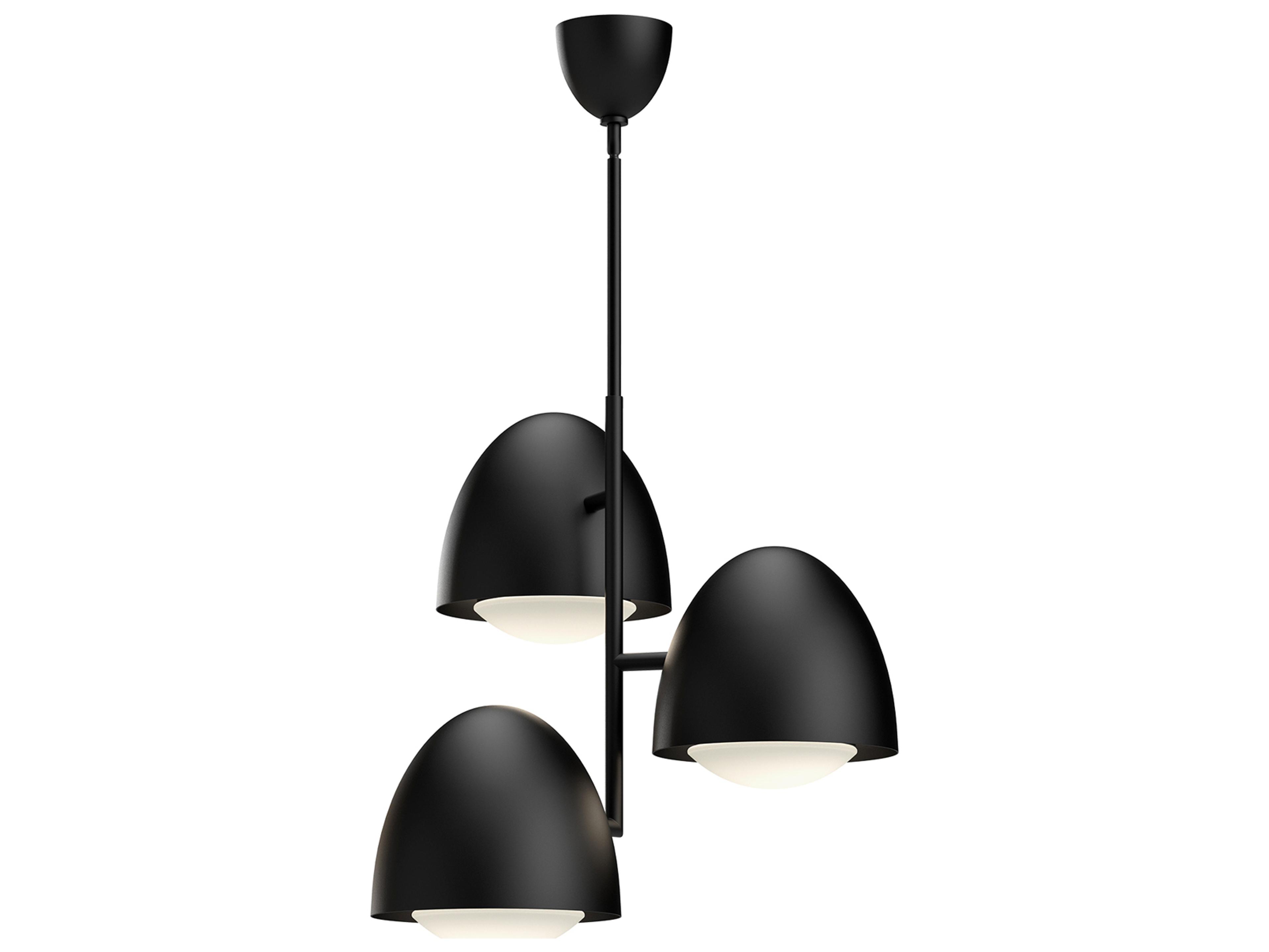 Kenji Chandelier in Matte Black with Opal Glass