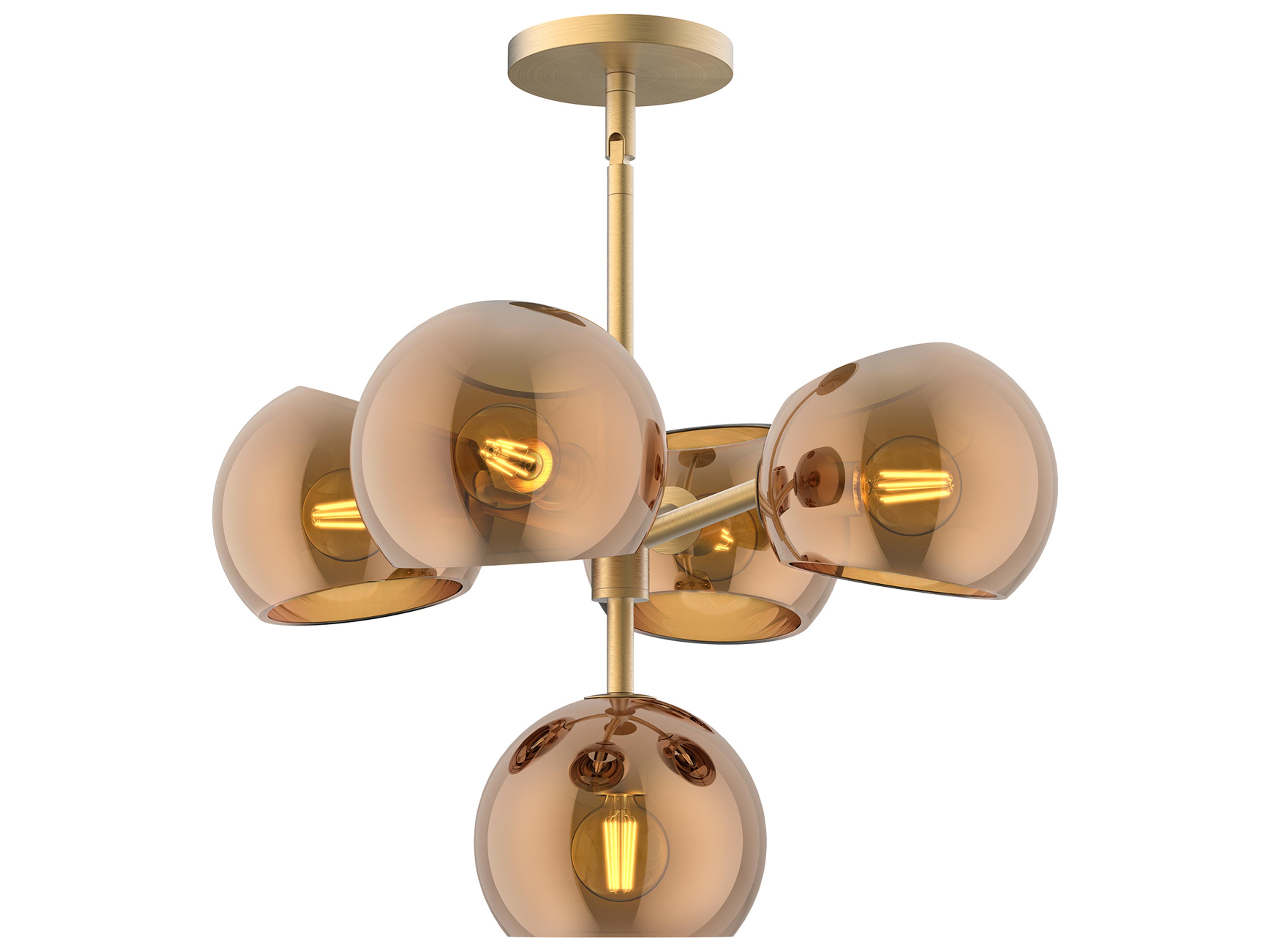 Willow Chandelier in Brushed Gold and Copper Glass