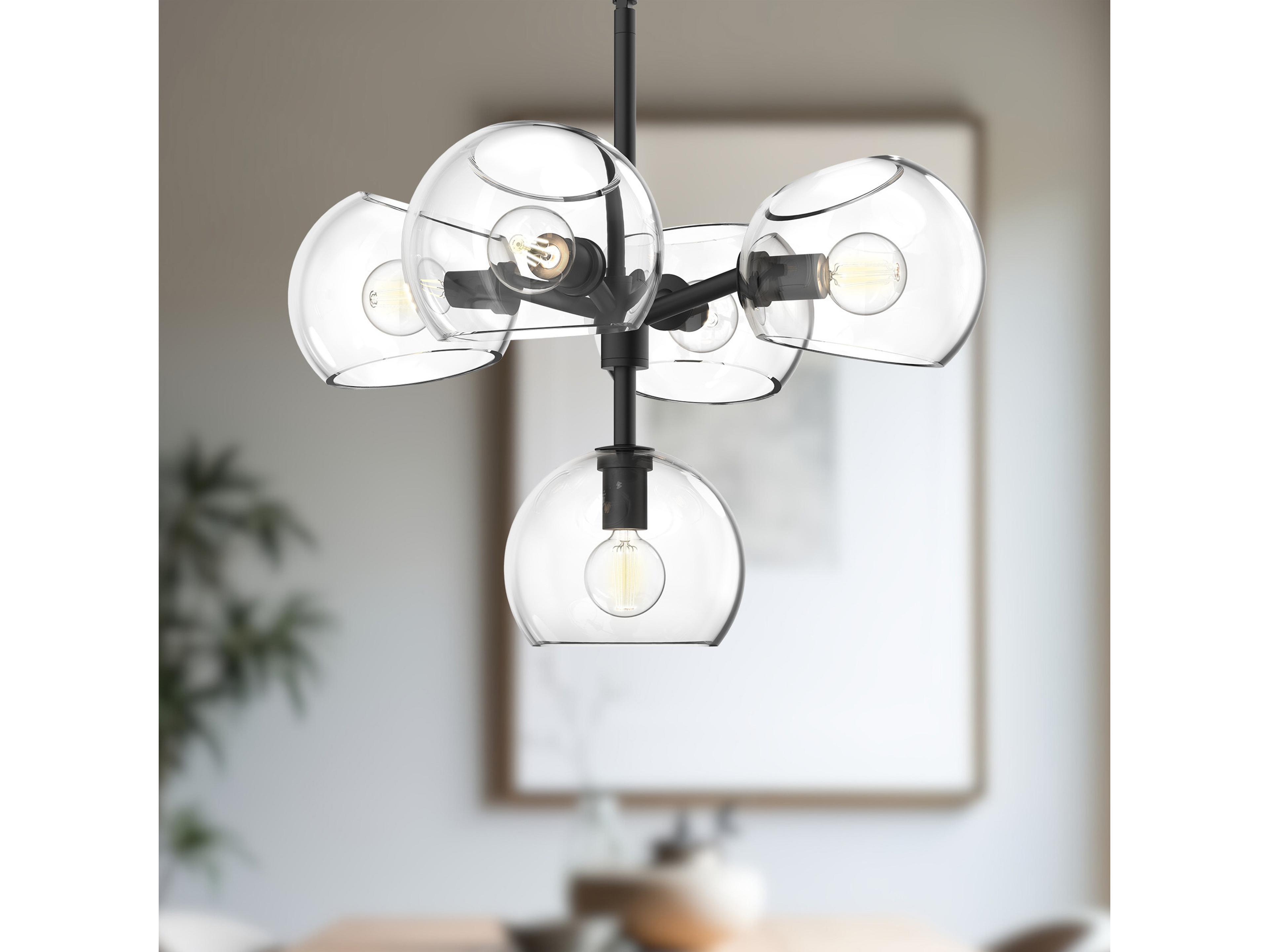 Alora Mood Willow 5-Light Matte Black Globe Chandelier
