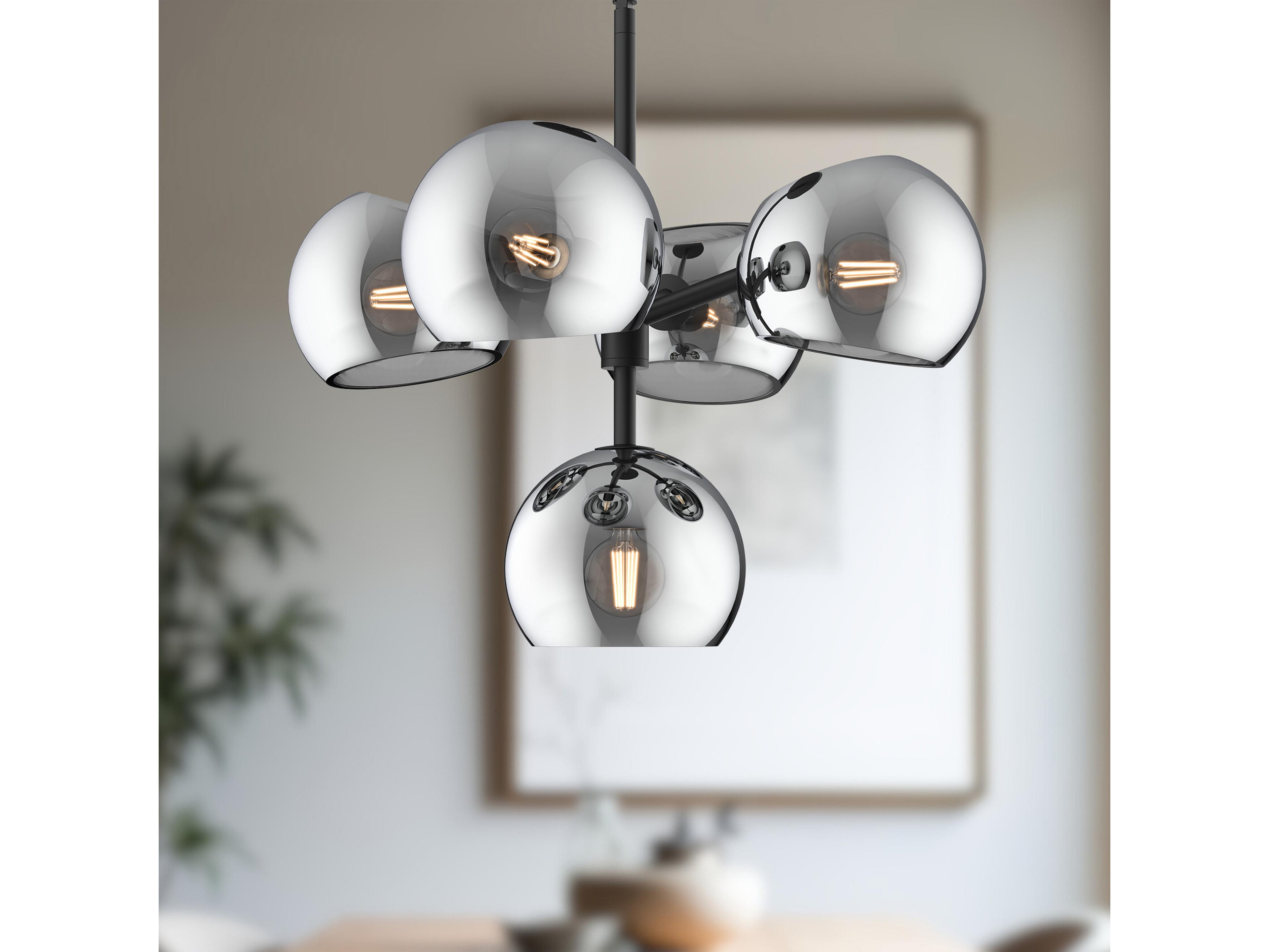 Alora Mood Willow 5-Light Matte Black Globe Chandelier