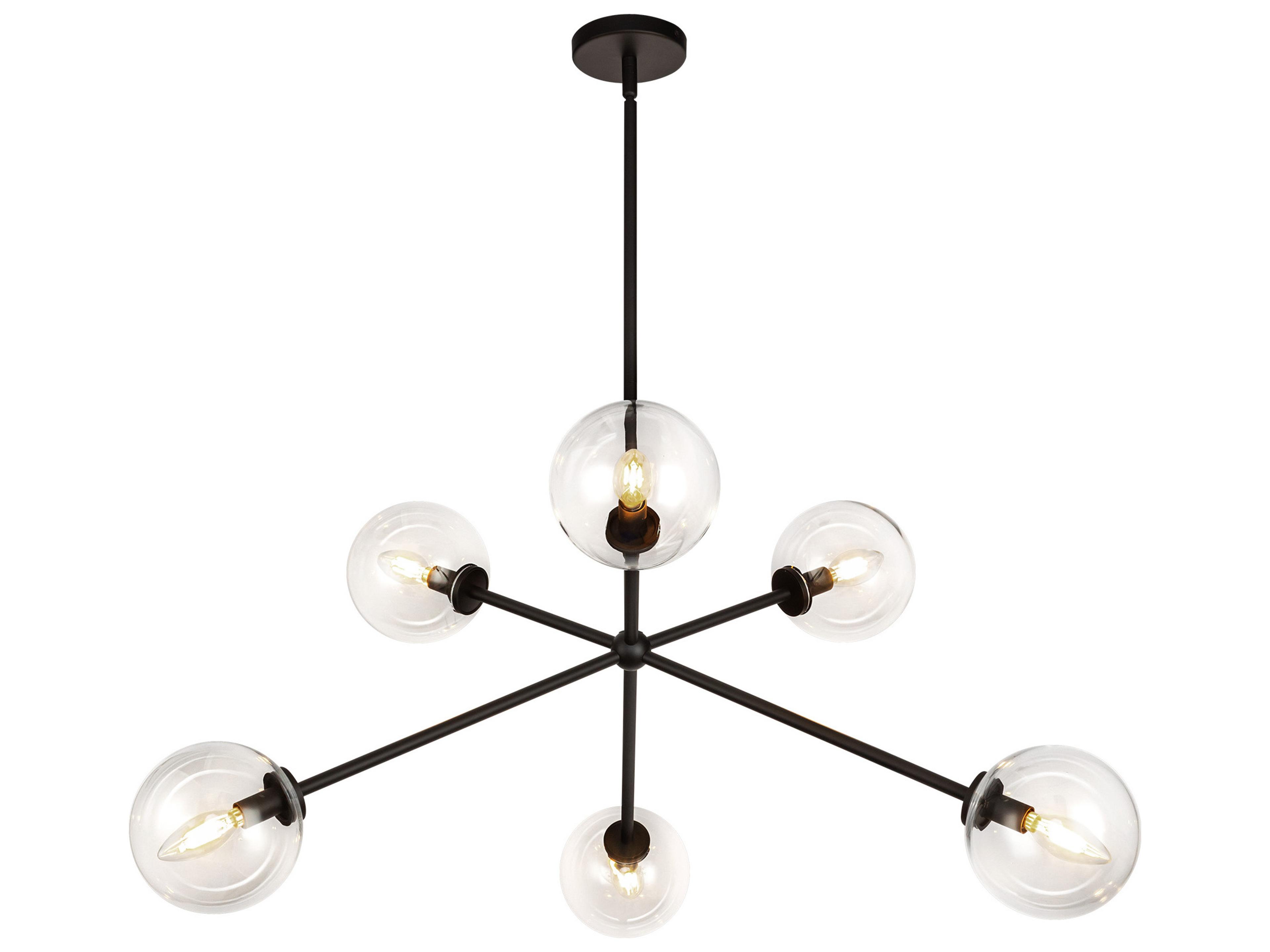 Cassia Chandelier Matte Black 6 Light Modern Sputnik