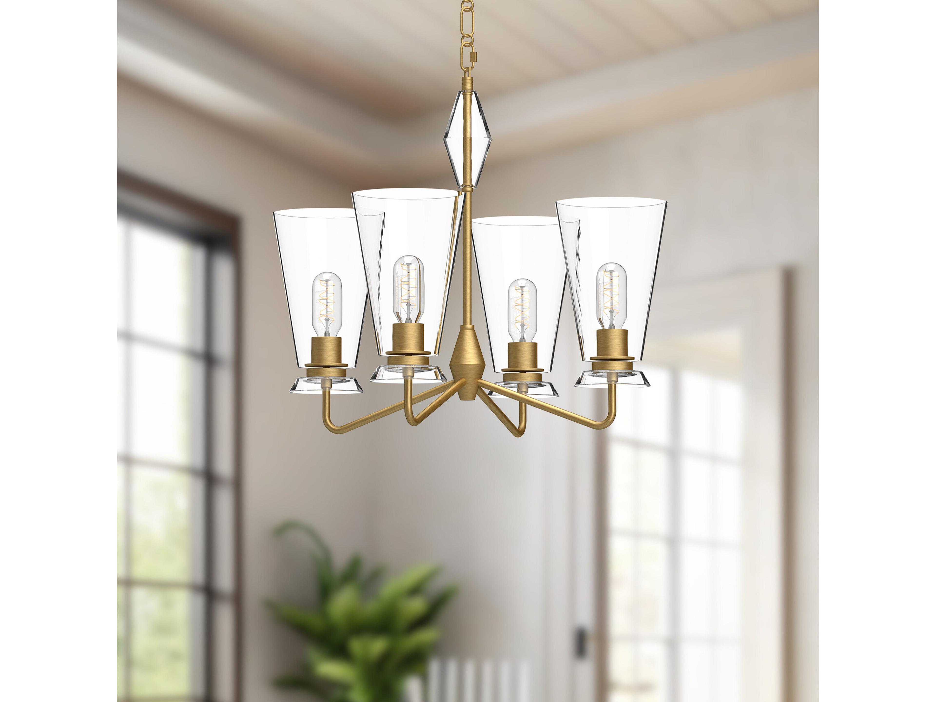 Alora Mood Salem 4-Light Brushed Gold Geometric Chandelier