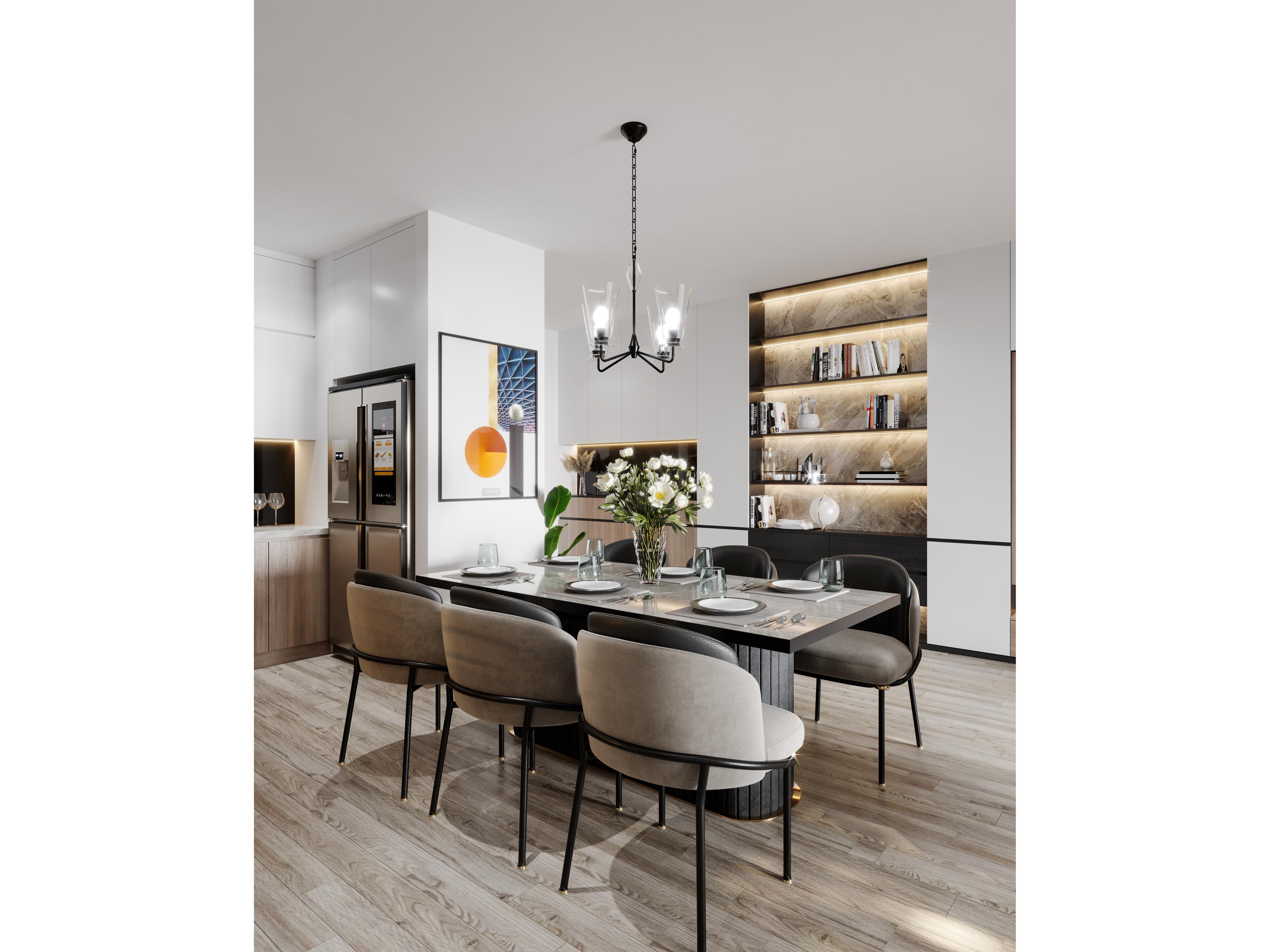 Alora Mood Salem 4-Light Matte Black Geometric Chandelier