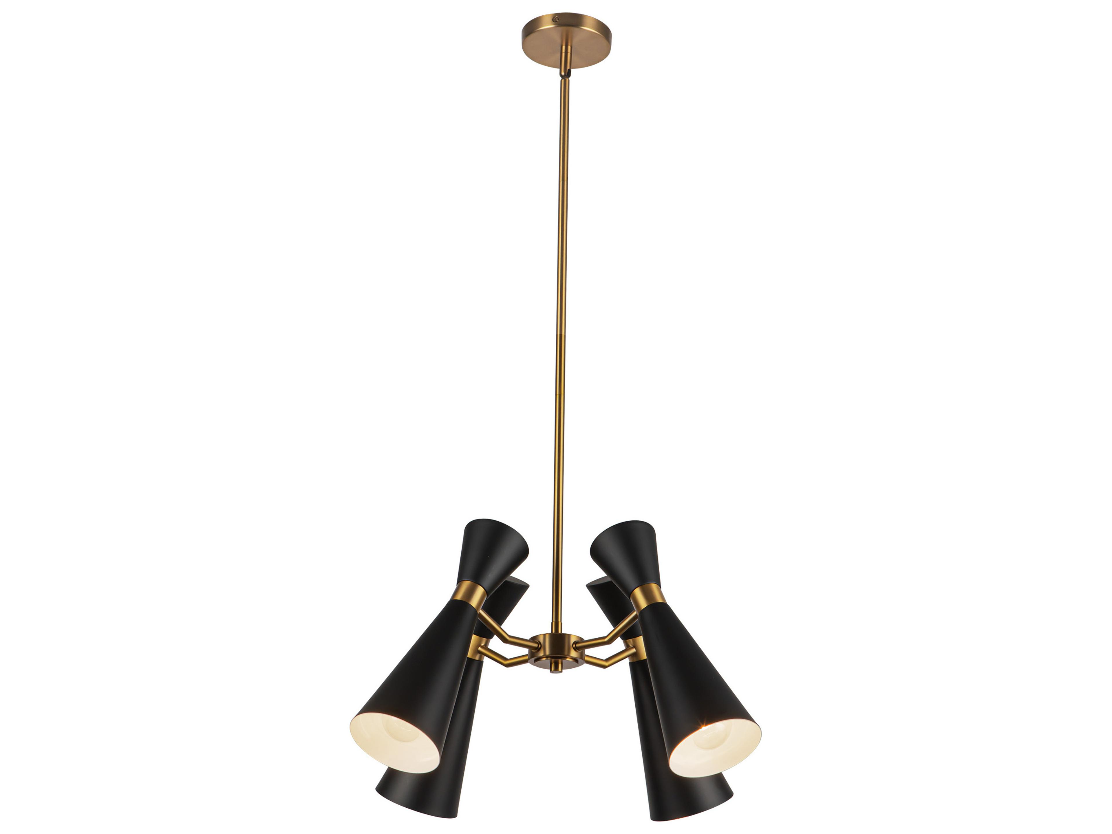Alora Mood Blake 4-Light Matte Black Aged Gold Geometric Chandelier