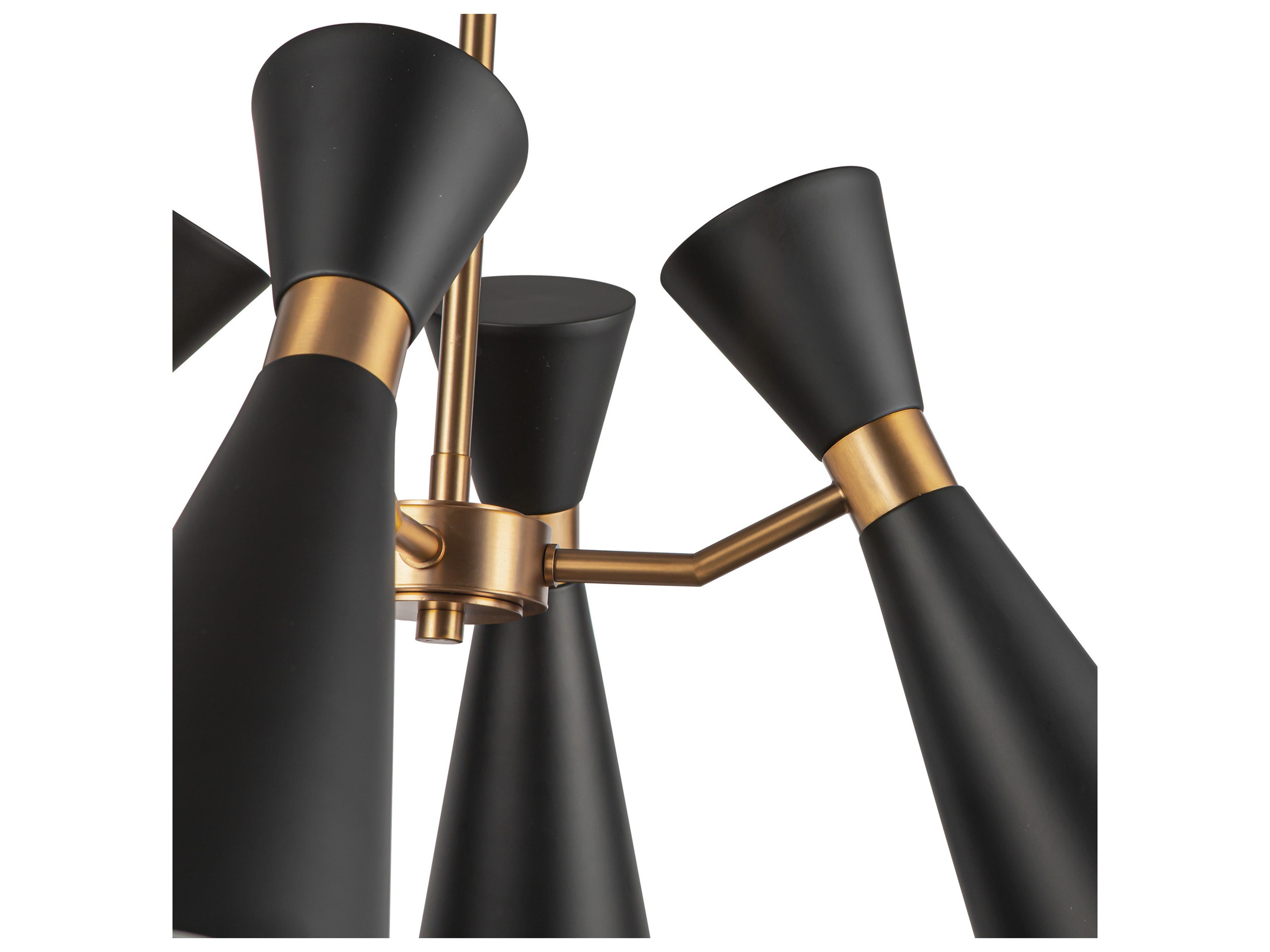 Alora Mood Blake 4-Light Matte Black Aged Gold Geometric Chandelier