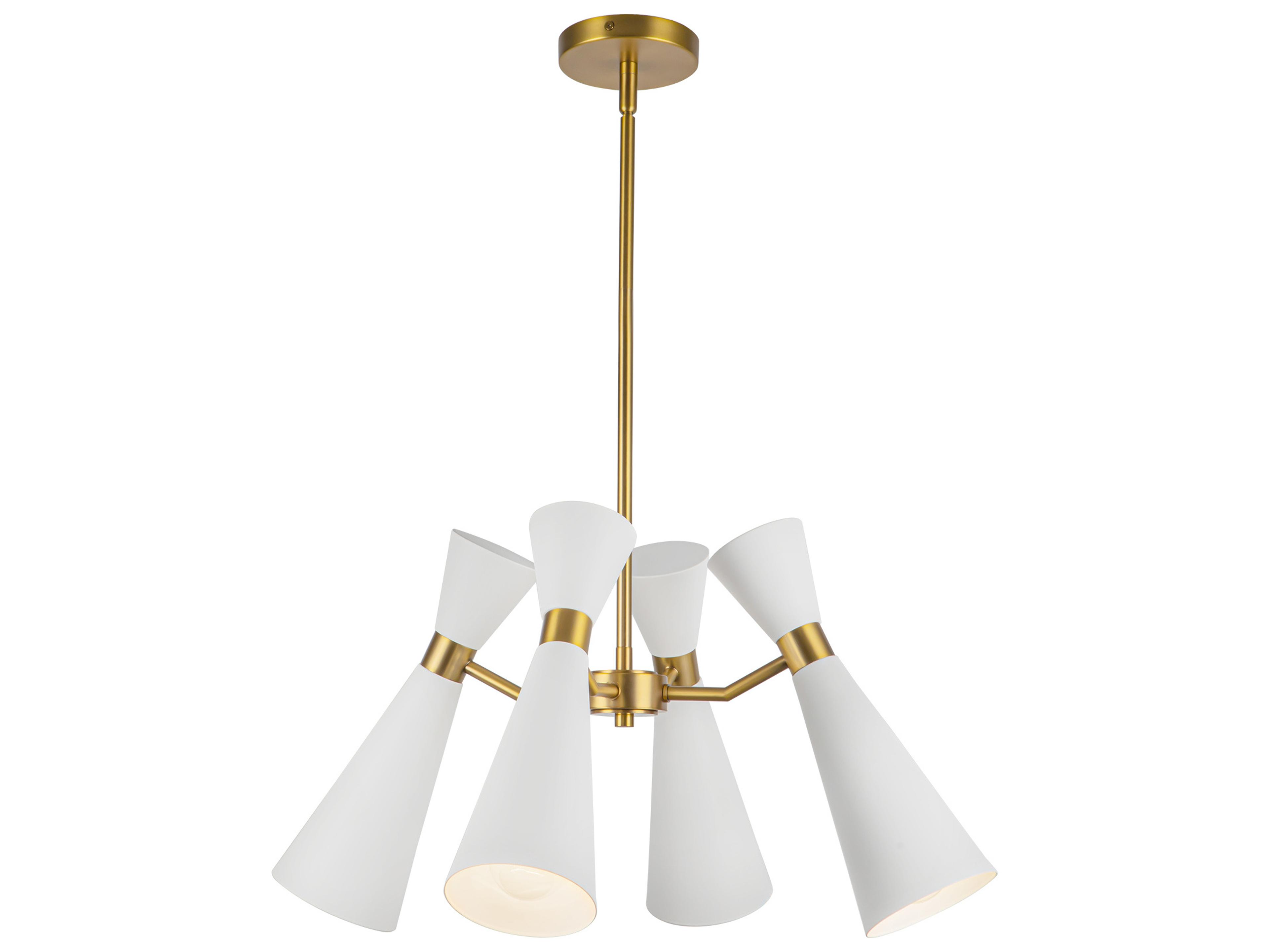 Blake 4 Light Chandelier in White and Aged Gold