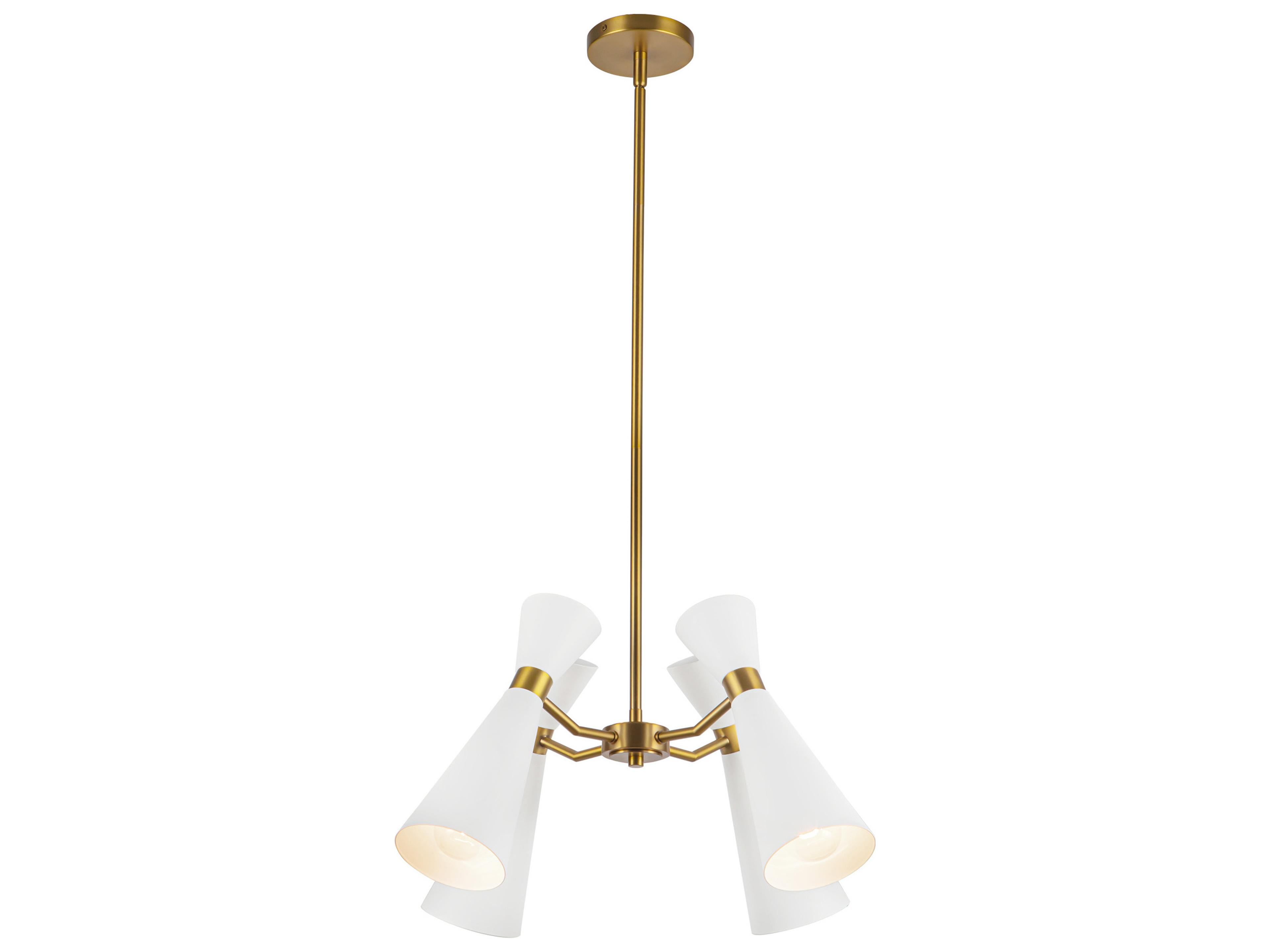 Alora Mood Blake 4-Light White Aged Gold Geometric Chandelier