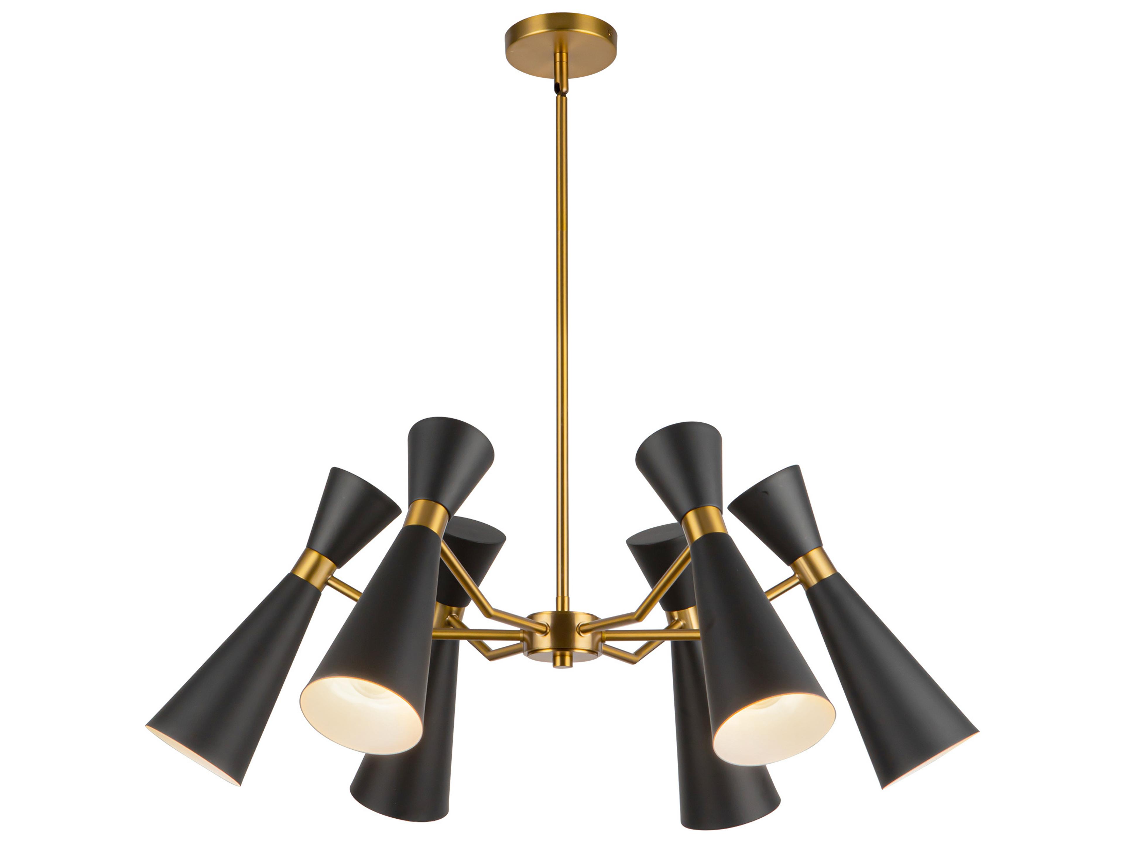 Blake 6 Light Chandelier Matte Black and Aged Gold 32 Inch