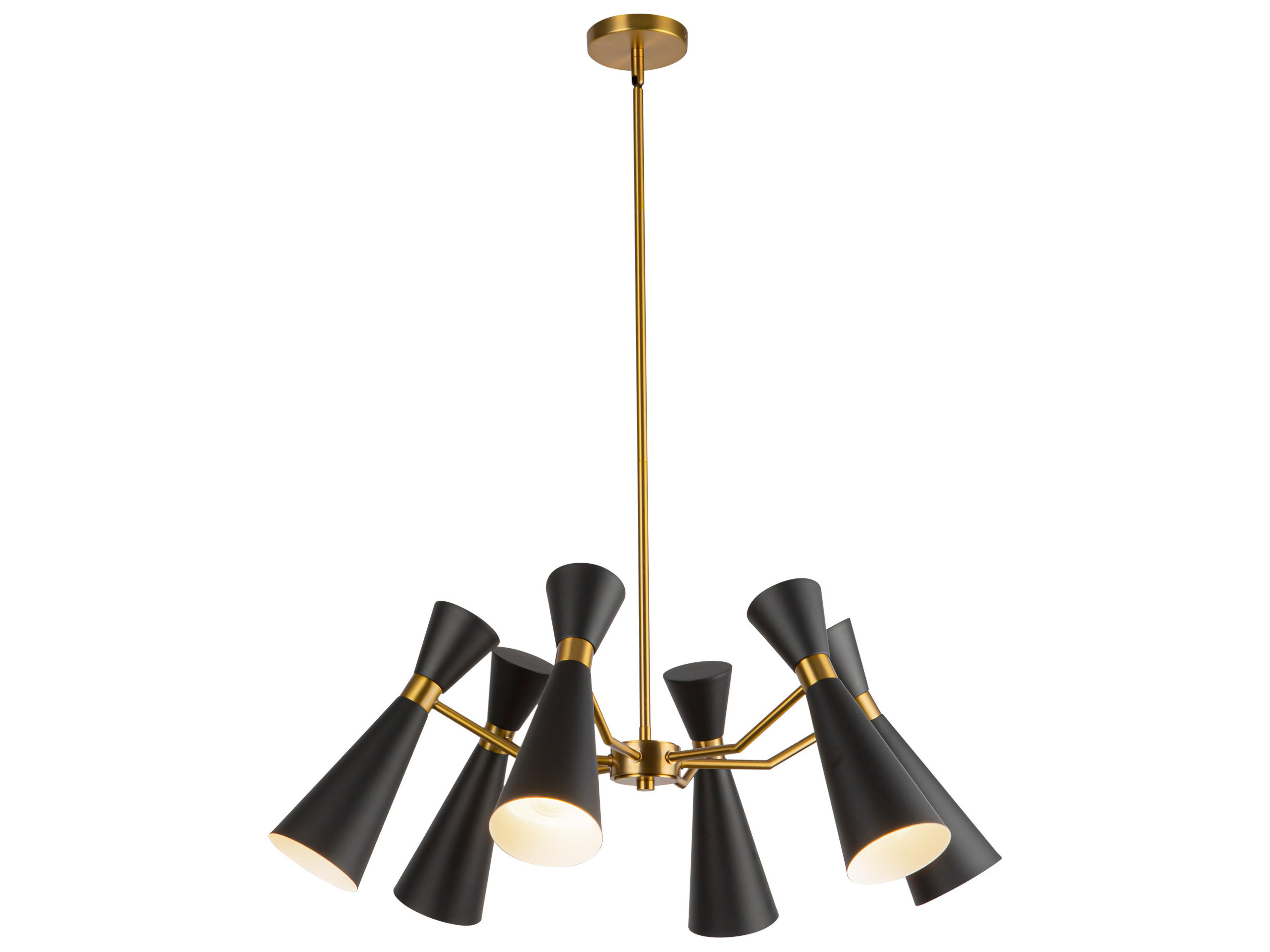 Alora Mood Blake 6-Light Matte Black Aged Gold Geometric Chandelier