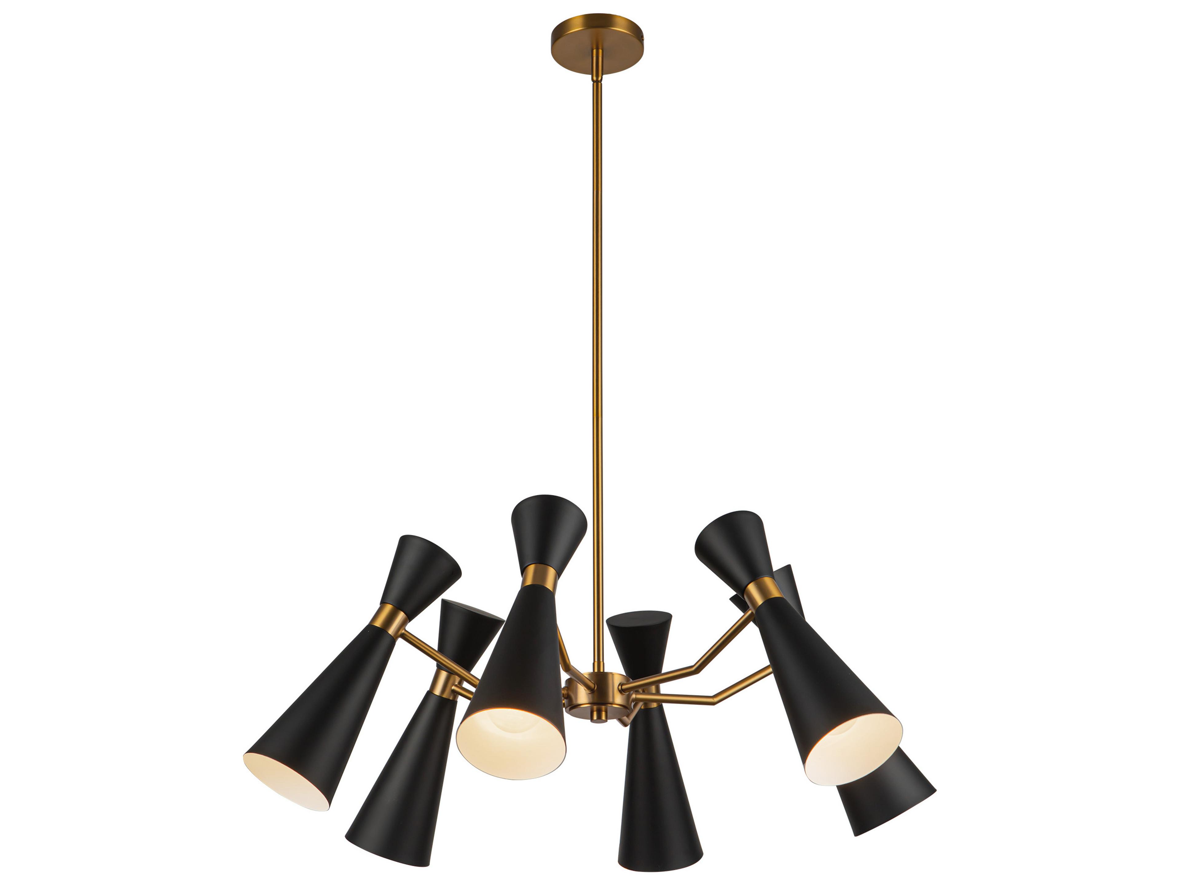 Alora Mood Blake 6-Light Matte Black Aged Gold Geometric Chandelier