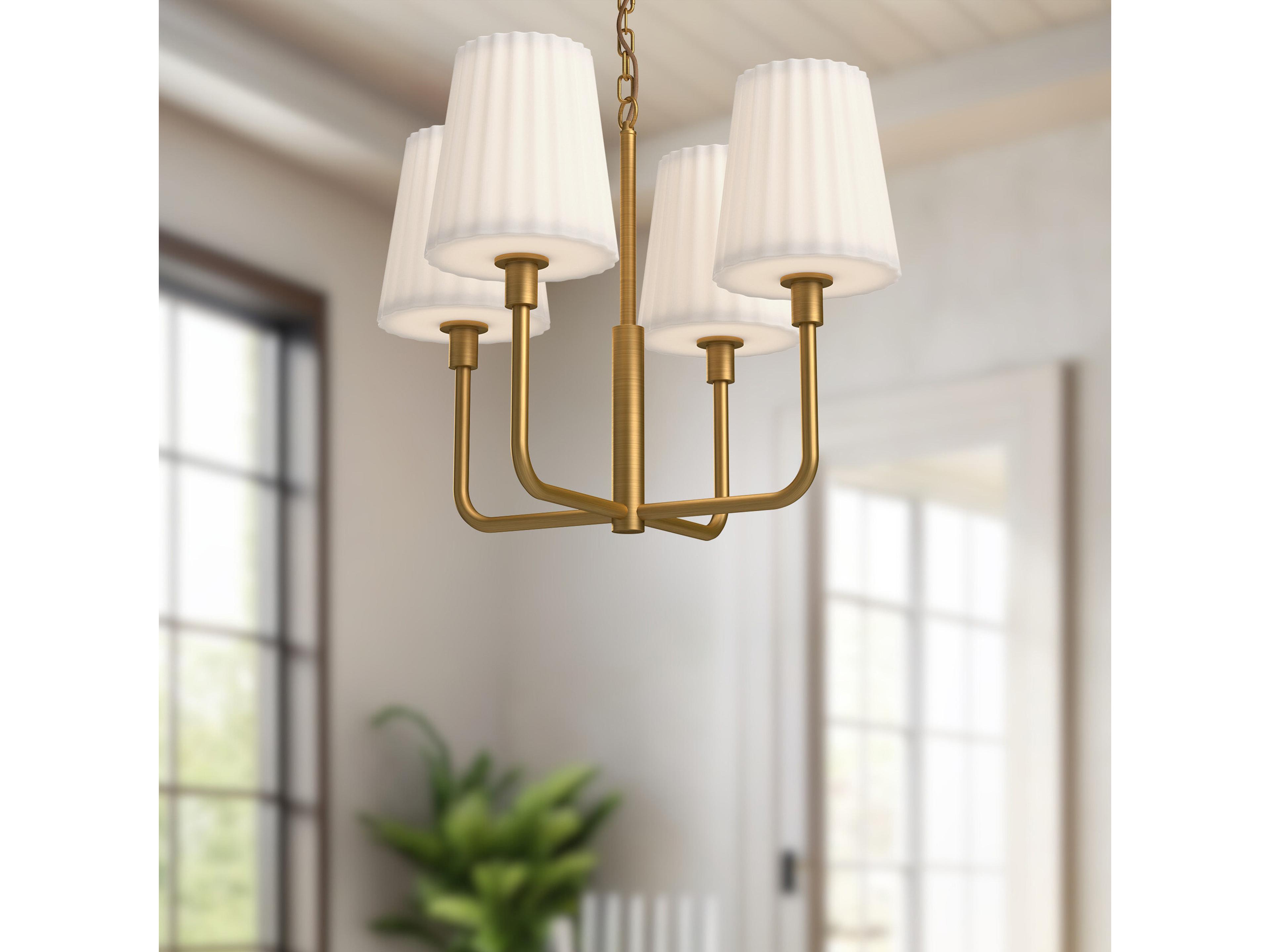 Alora Mood Plisse 4-Light Aged Gold Chandelier