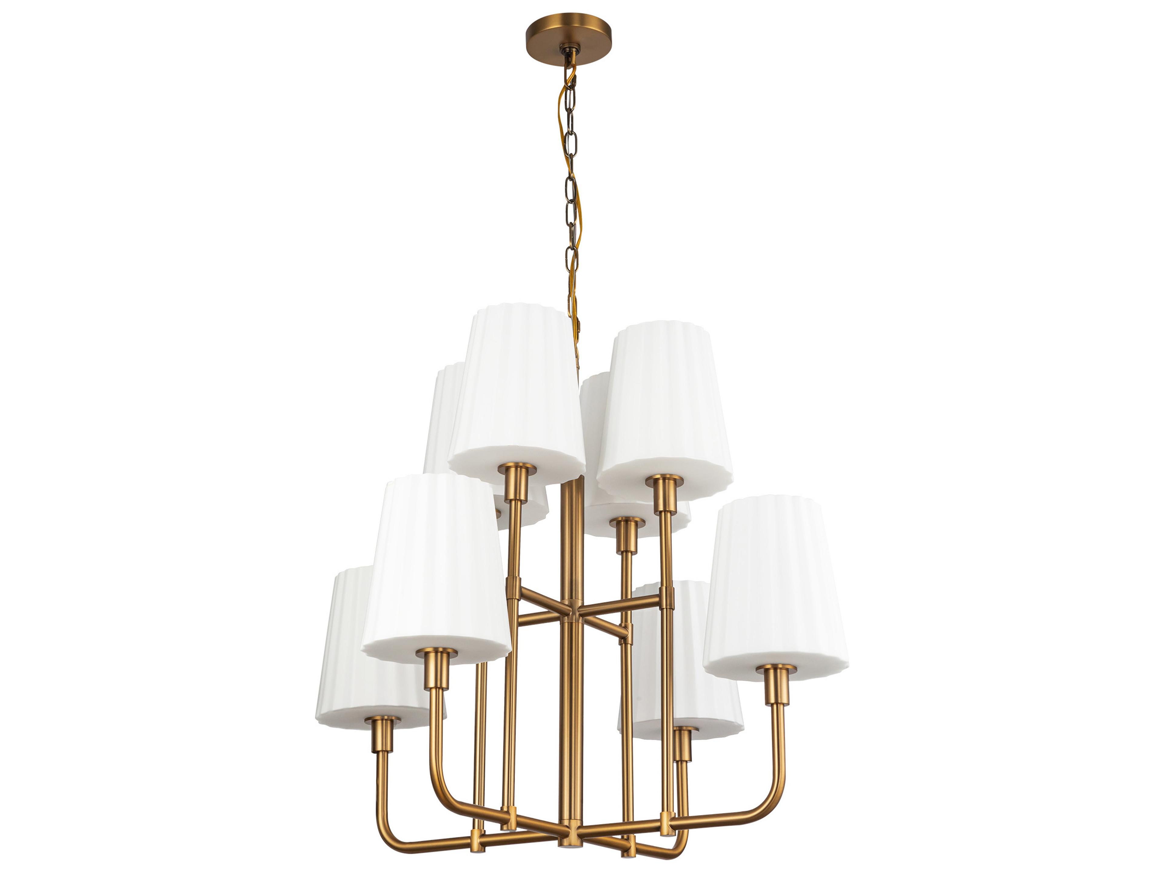 Alora Mood Plisse 8-Light Aged Gold Tiered Chandelier