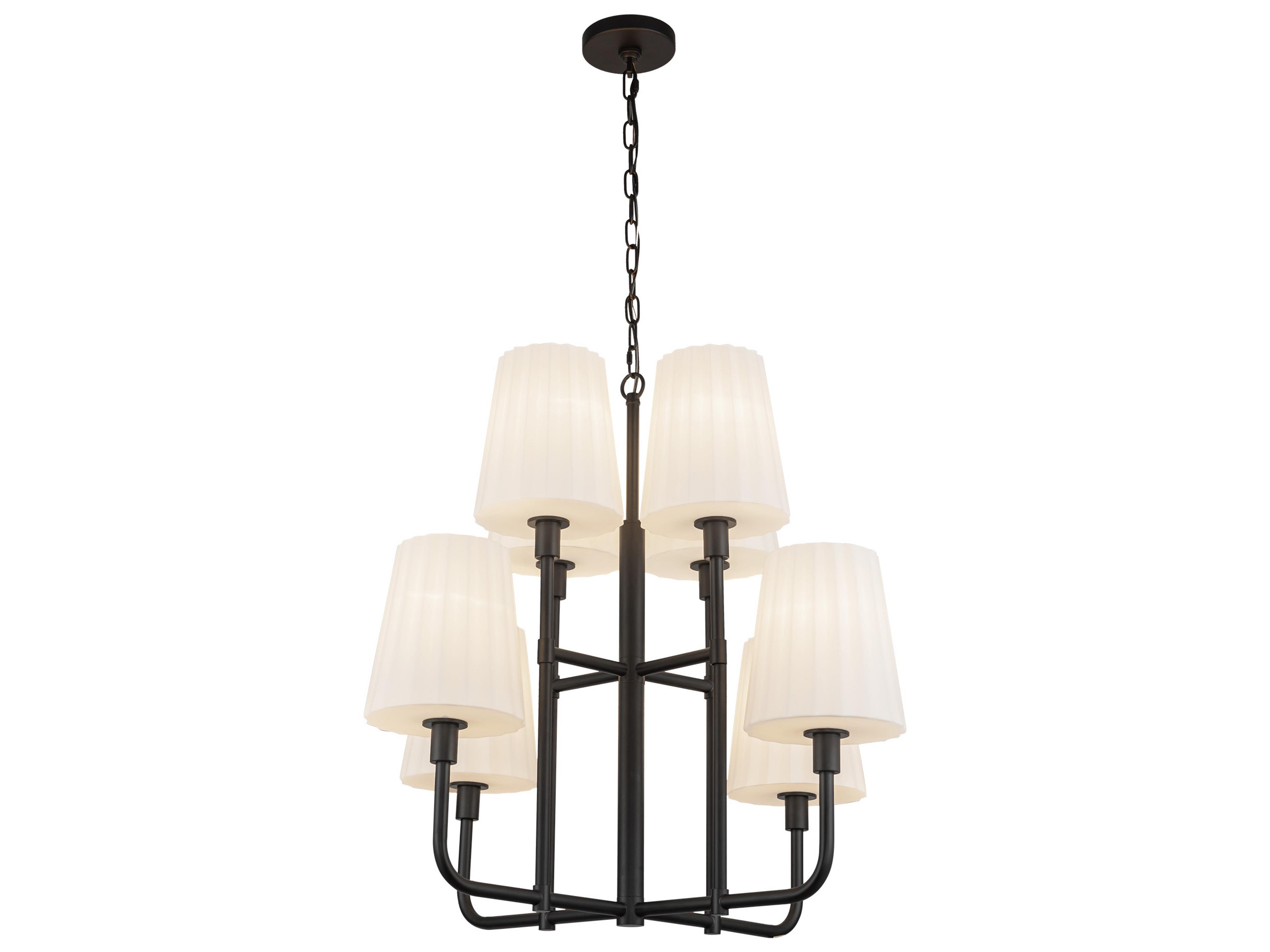 Plisse 8 Light Chandelier in Matte Black